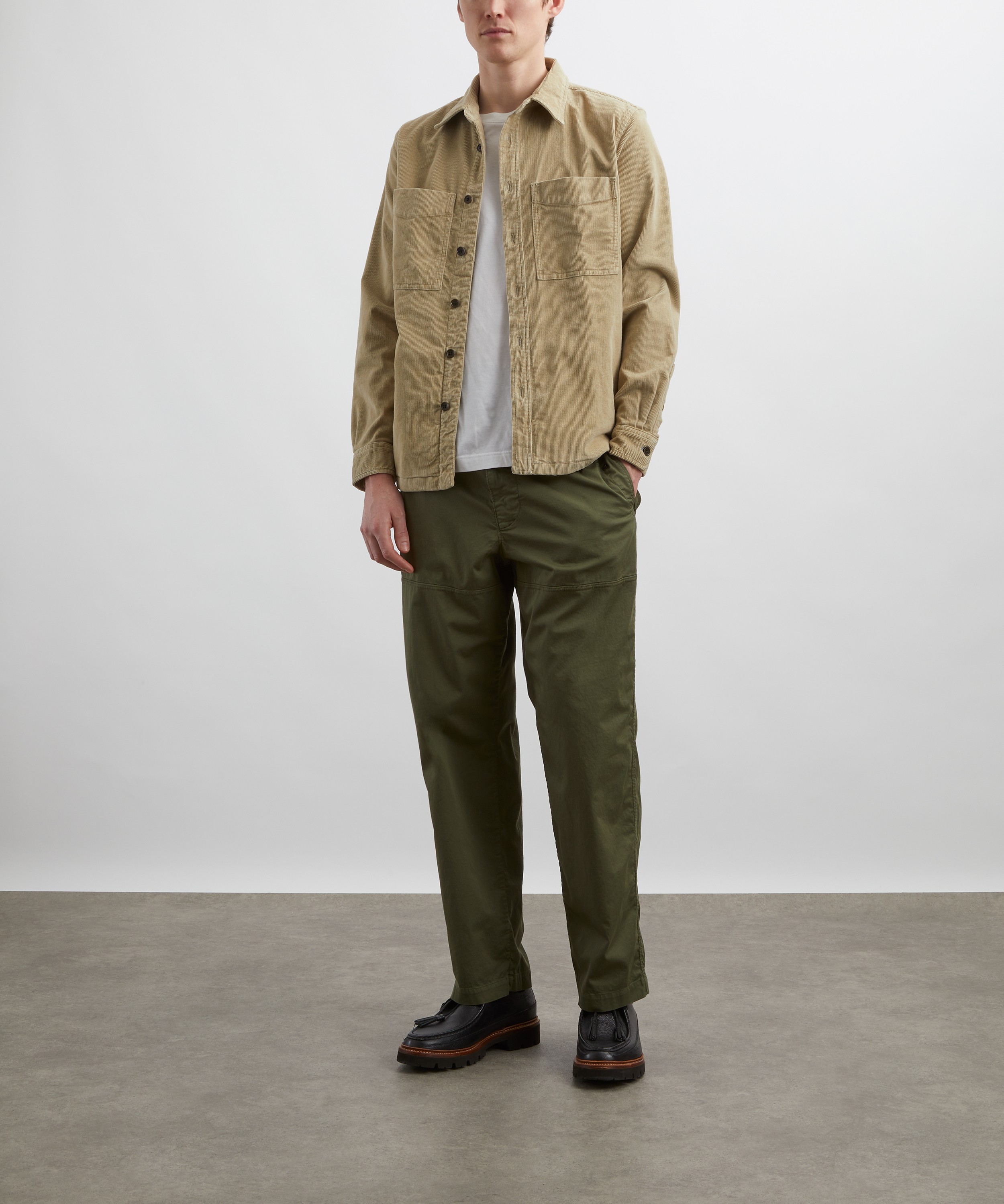 PS Paul Smith - Khaki Cotton-Sateen Drawstring Trousers image number 1