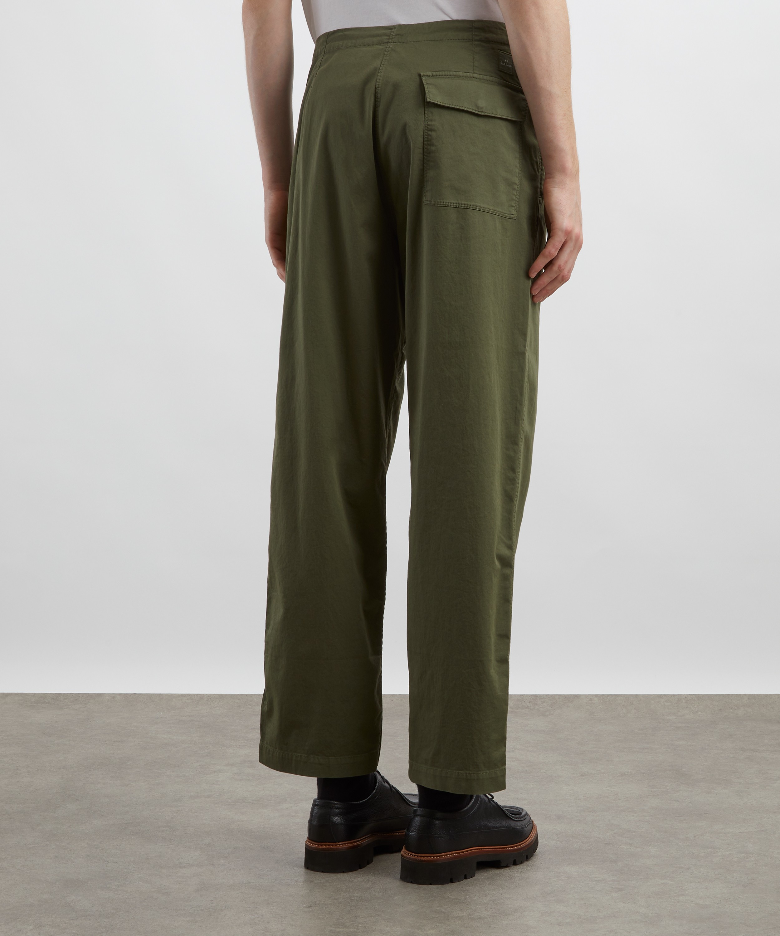 PS Paul Smith - Khaki Cotton-Sateen Drawstring Trousers image number 3