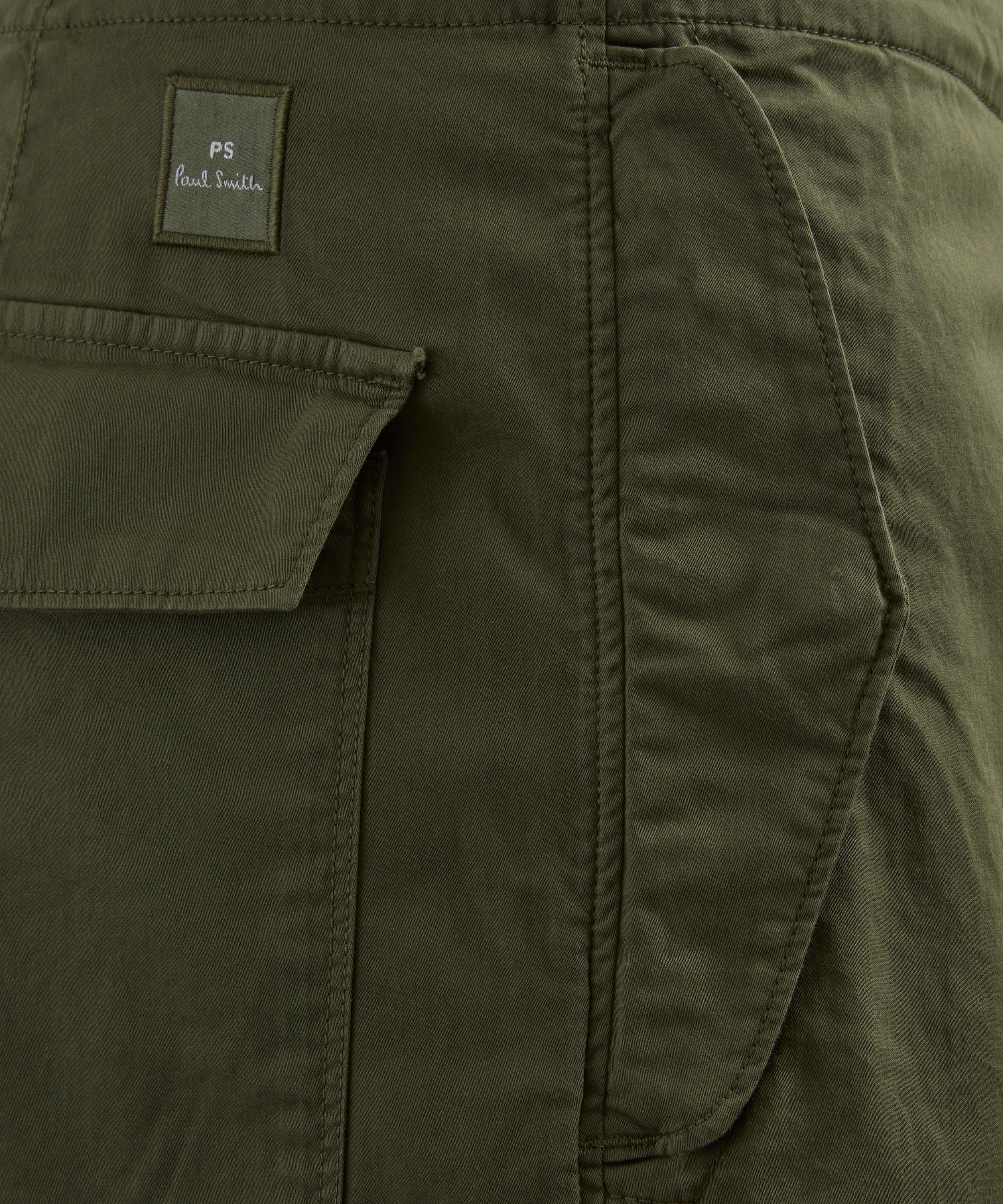 PS Paul Smith - Khaki Cotton-Sateen Drawstring Trousers image number 4