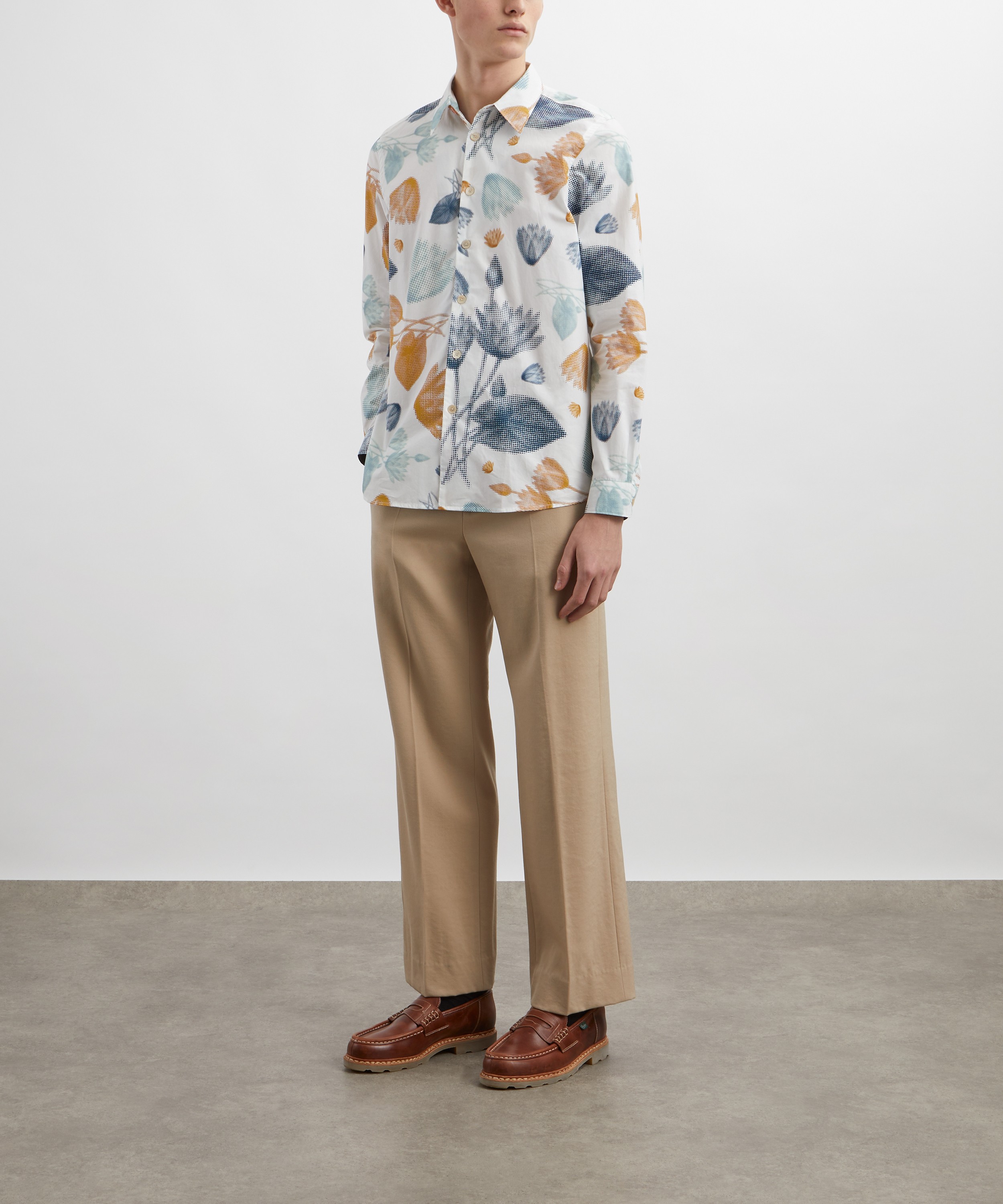 PS Paul Smith - White Half Tone Floral Cotton Shirt image number 1