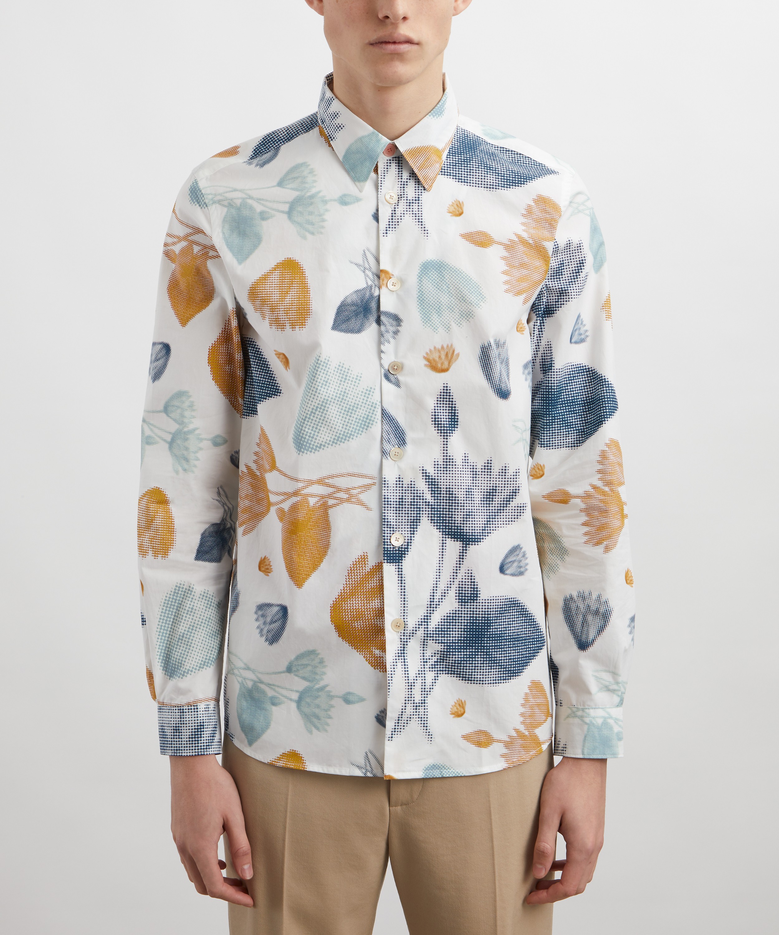 PS Paul Smith - White Half Tone Floral Cotton Shirt image number 2