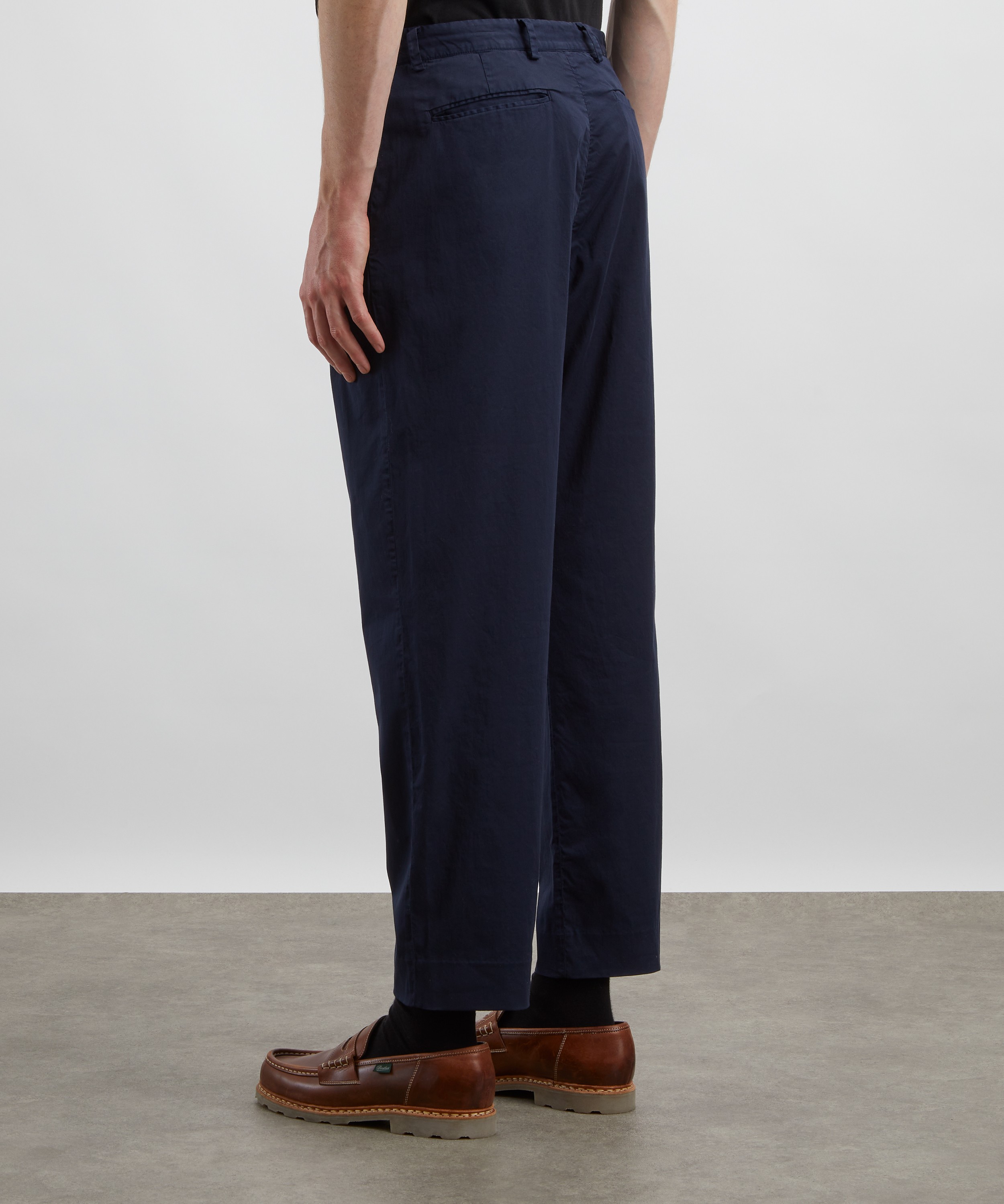 PS Paul Smith - Navy Pleated Cotton-Stretch Trousers image number 3