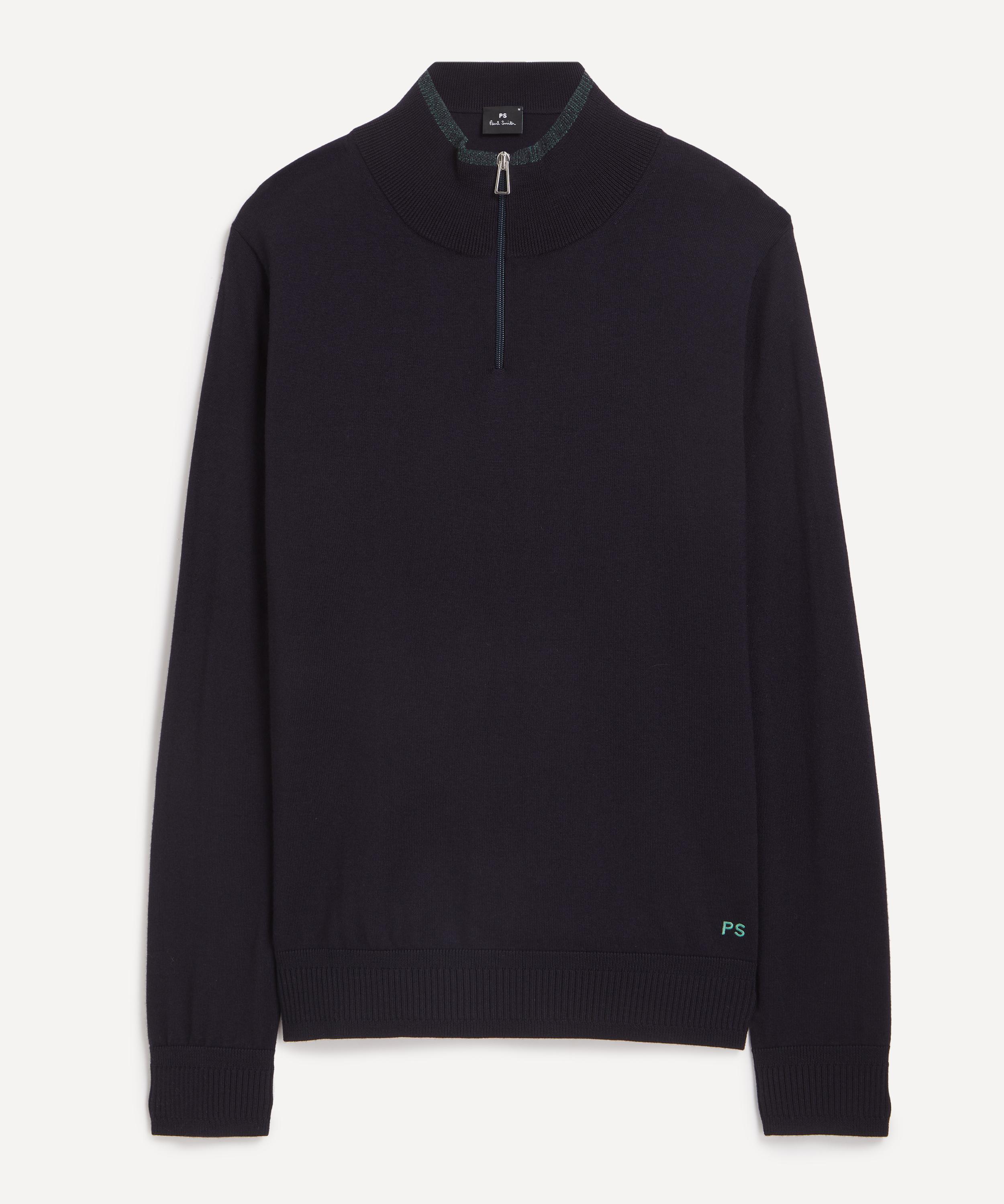 PS Paul Smith - Navy Merino Wool Half-Zip Jumper image number 0