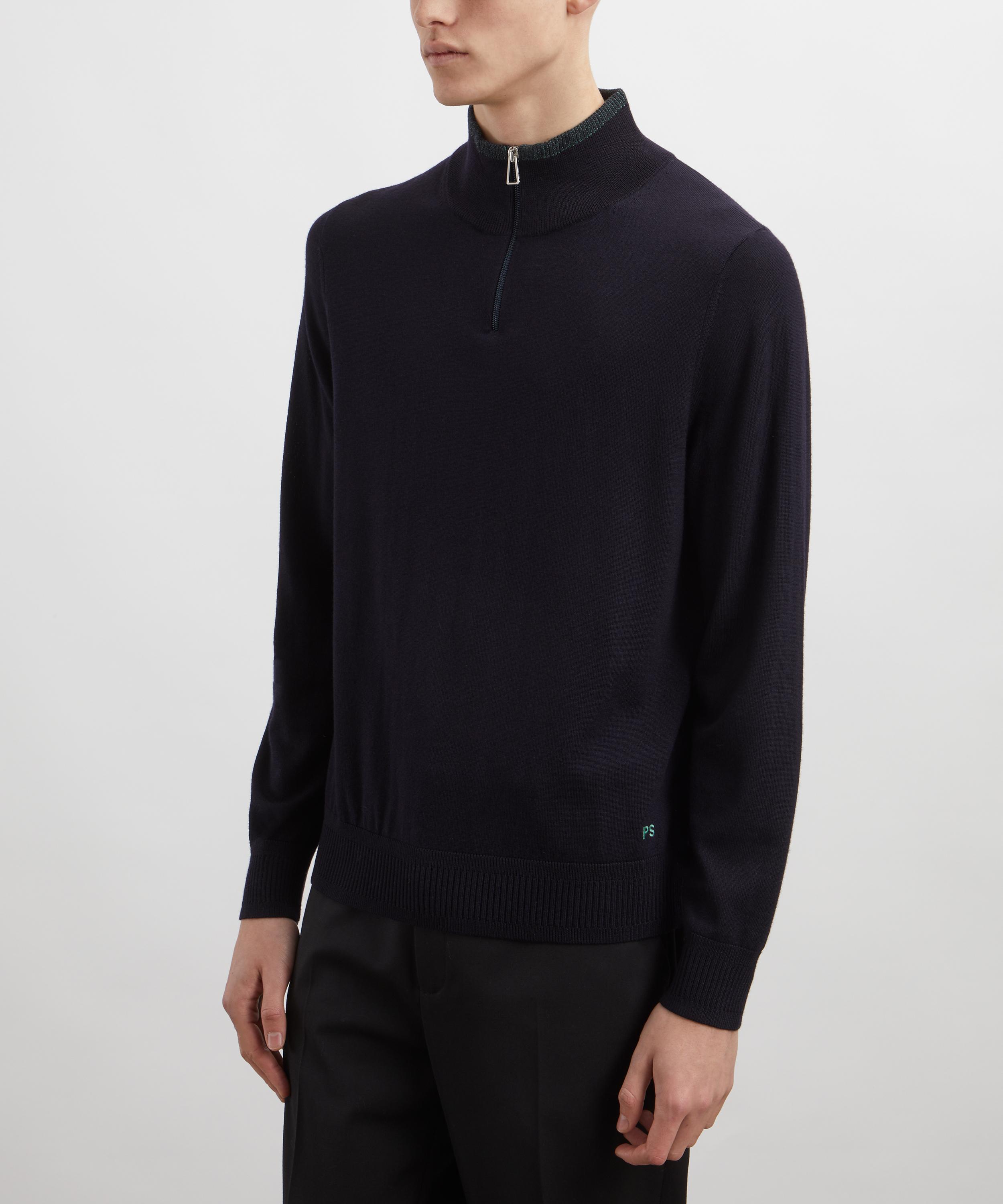 PS Paul Smith - Navy Merino Wool Half-Zip Jumper image number 2