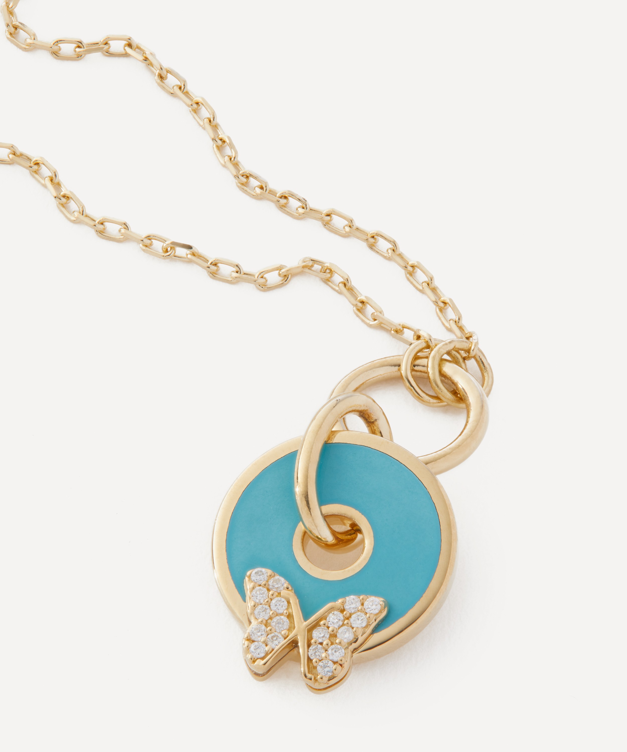 FoundRae - 18ct Gold Butterfly Reverie Symbol Disc Pendant Necklace image number 0