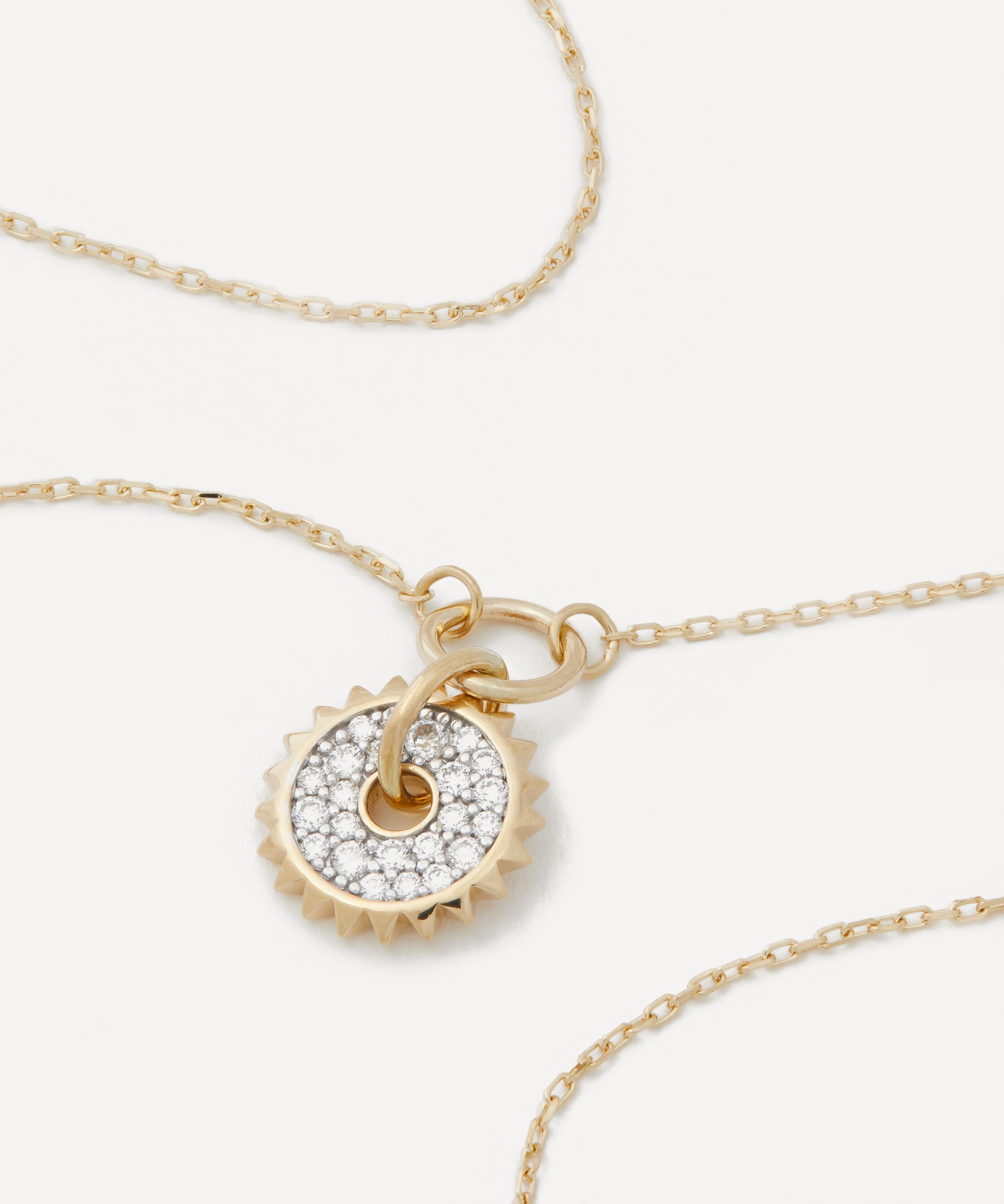 FoundRae - 18ct Gold Pave Disk Pendant Necklace image number 0