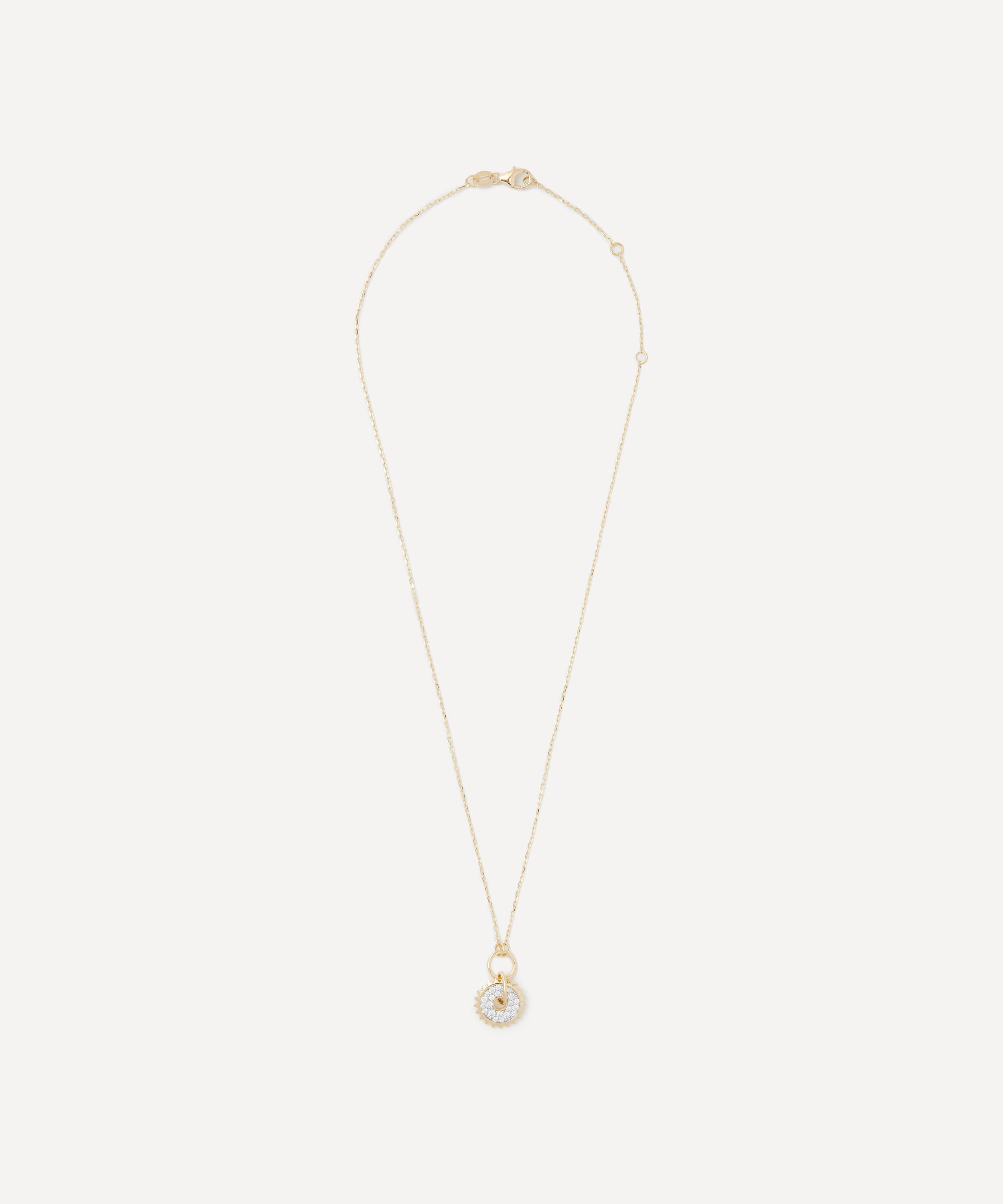 FoundRae - 18ct Gold Pave Disk Pendant Necklace image number 1