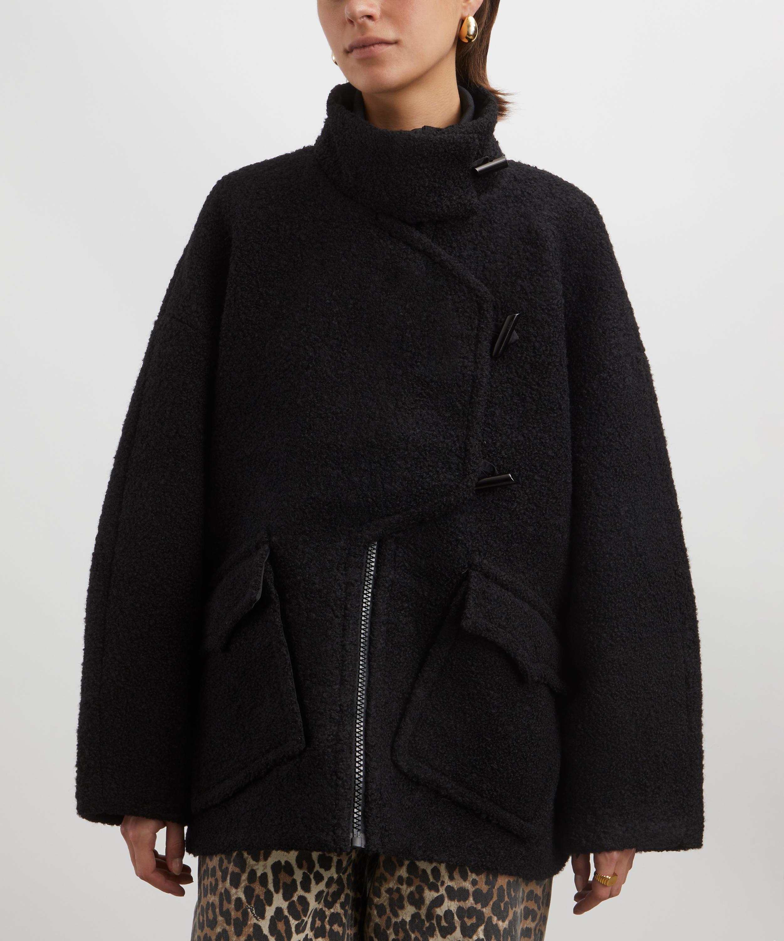 Ganni black boucle coat online