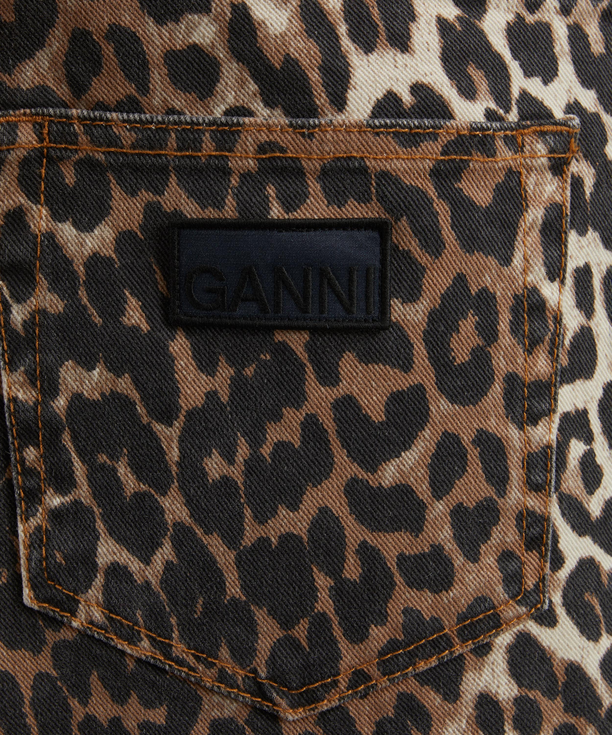 Ganni - Leopard Denim Maxi Slit Skirt image number 4