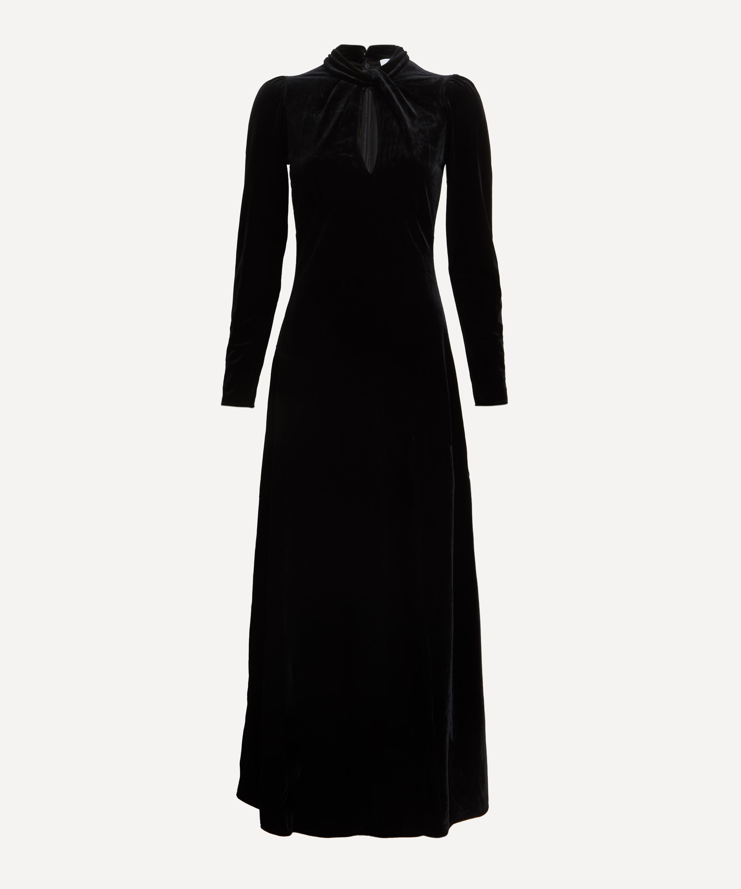 Ganni - Black Velvet Long Dress image number 0