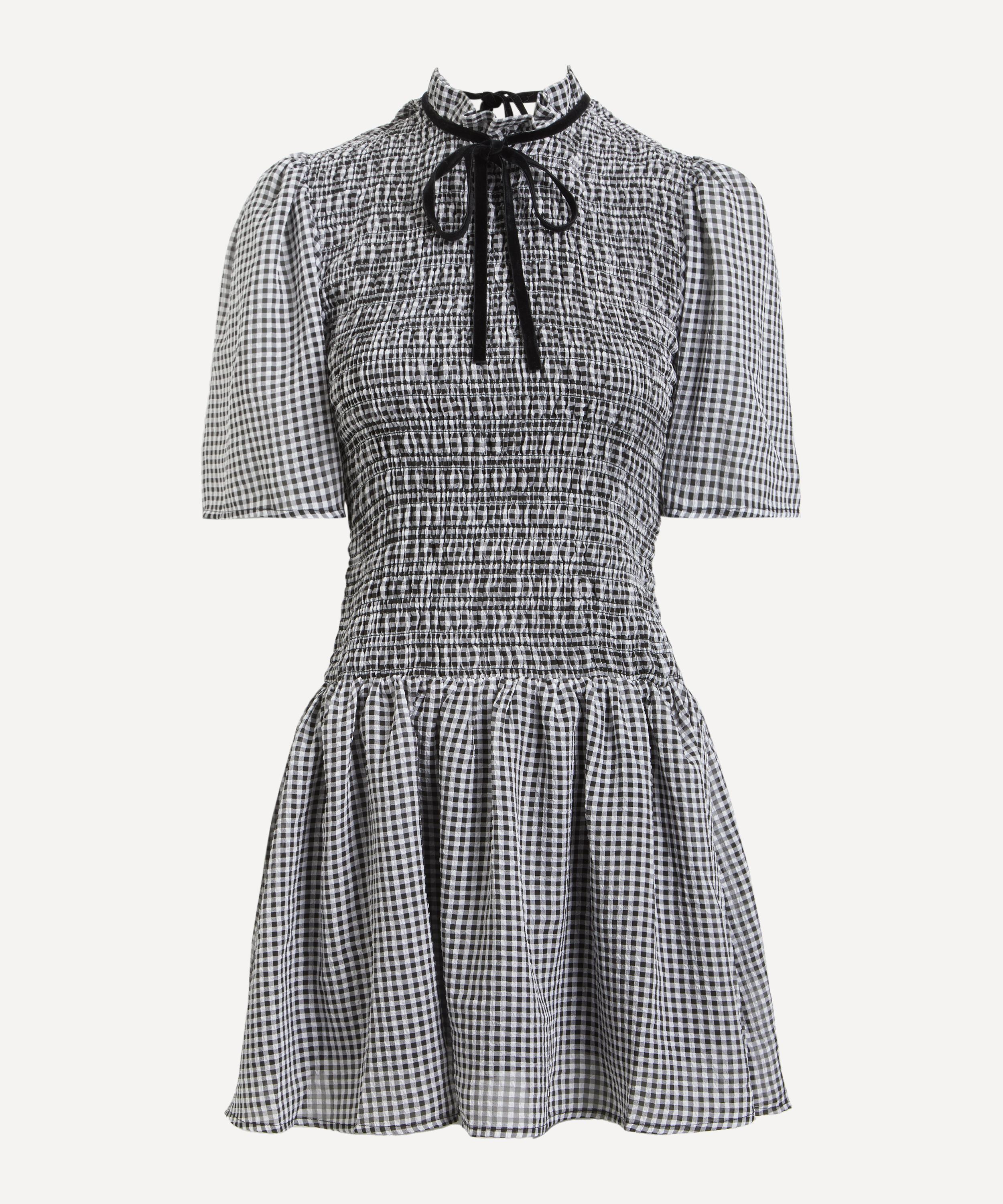 Ganni - Sheer Check Mini Smock Dress