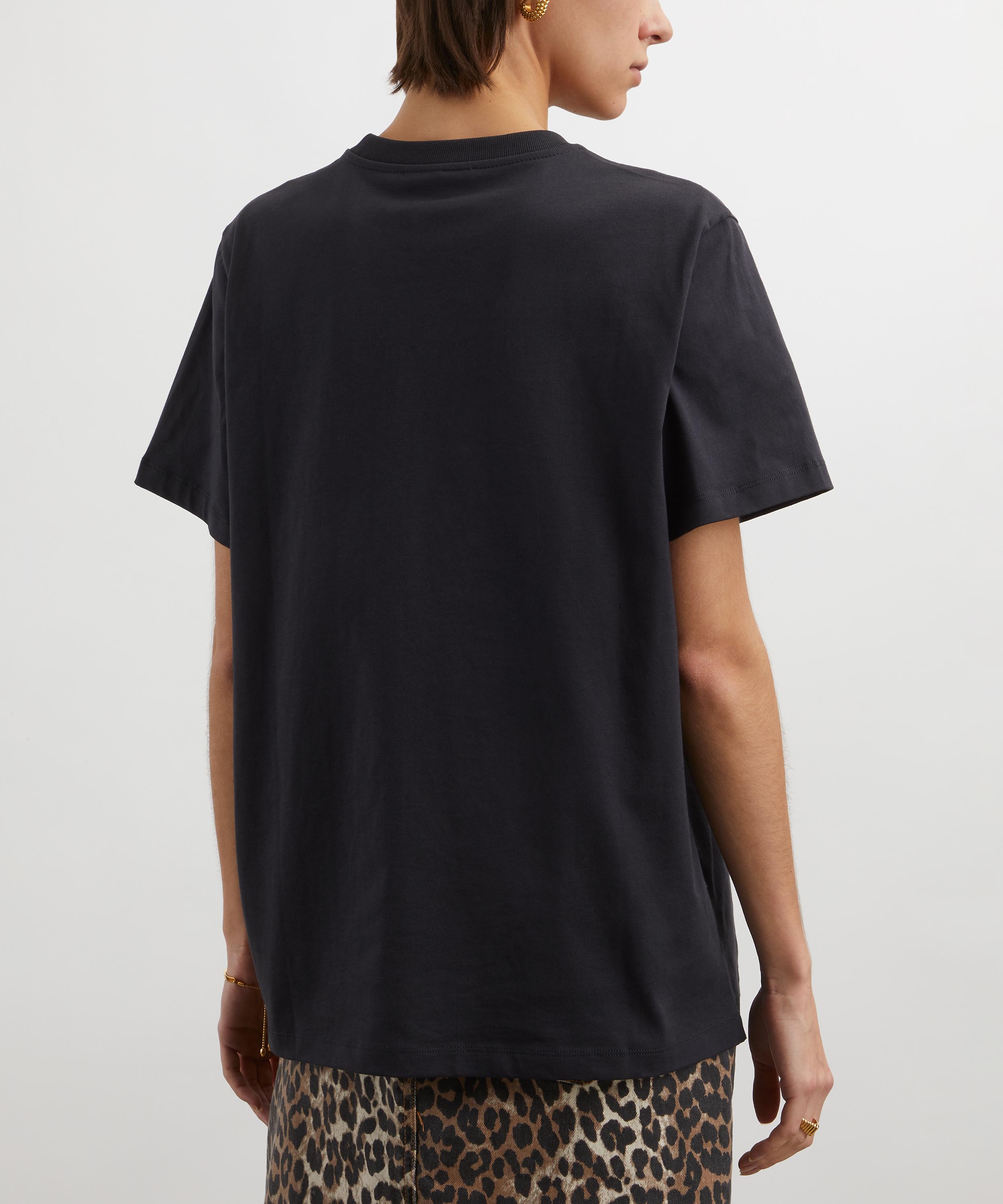 Ganni - Black Basic Jersey Owls Relaxed T-Shirt image number 3