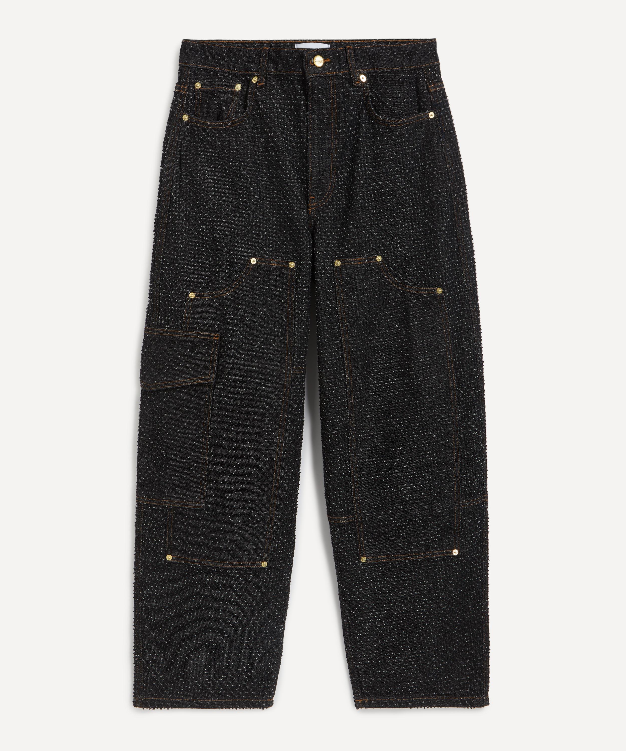 Ganni - Black Fluffy Denim Carpenter Jeans image number 0