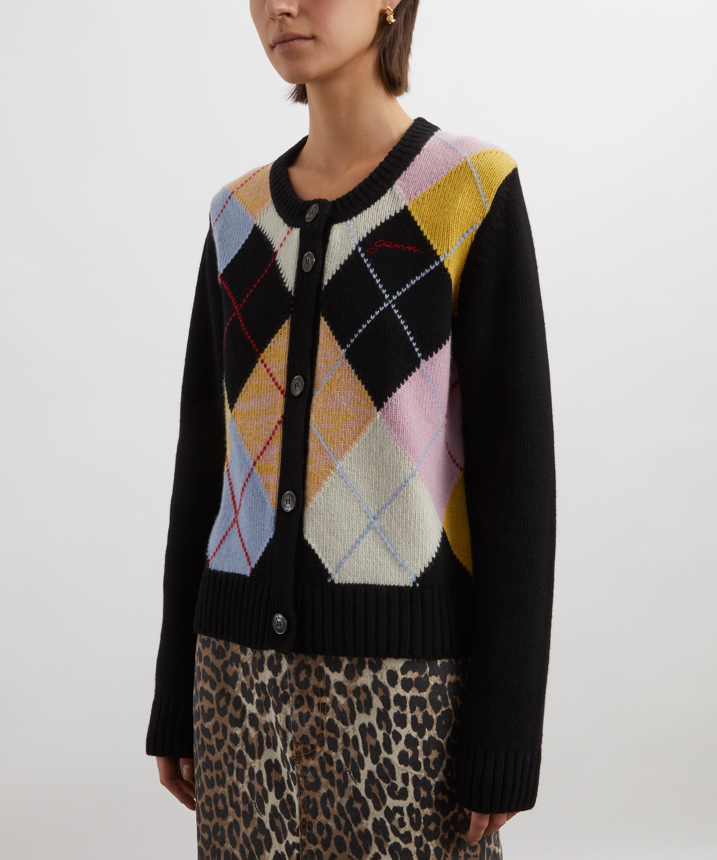 Ganni - Multicolour Harlequin Cardigan  image number 2