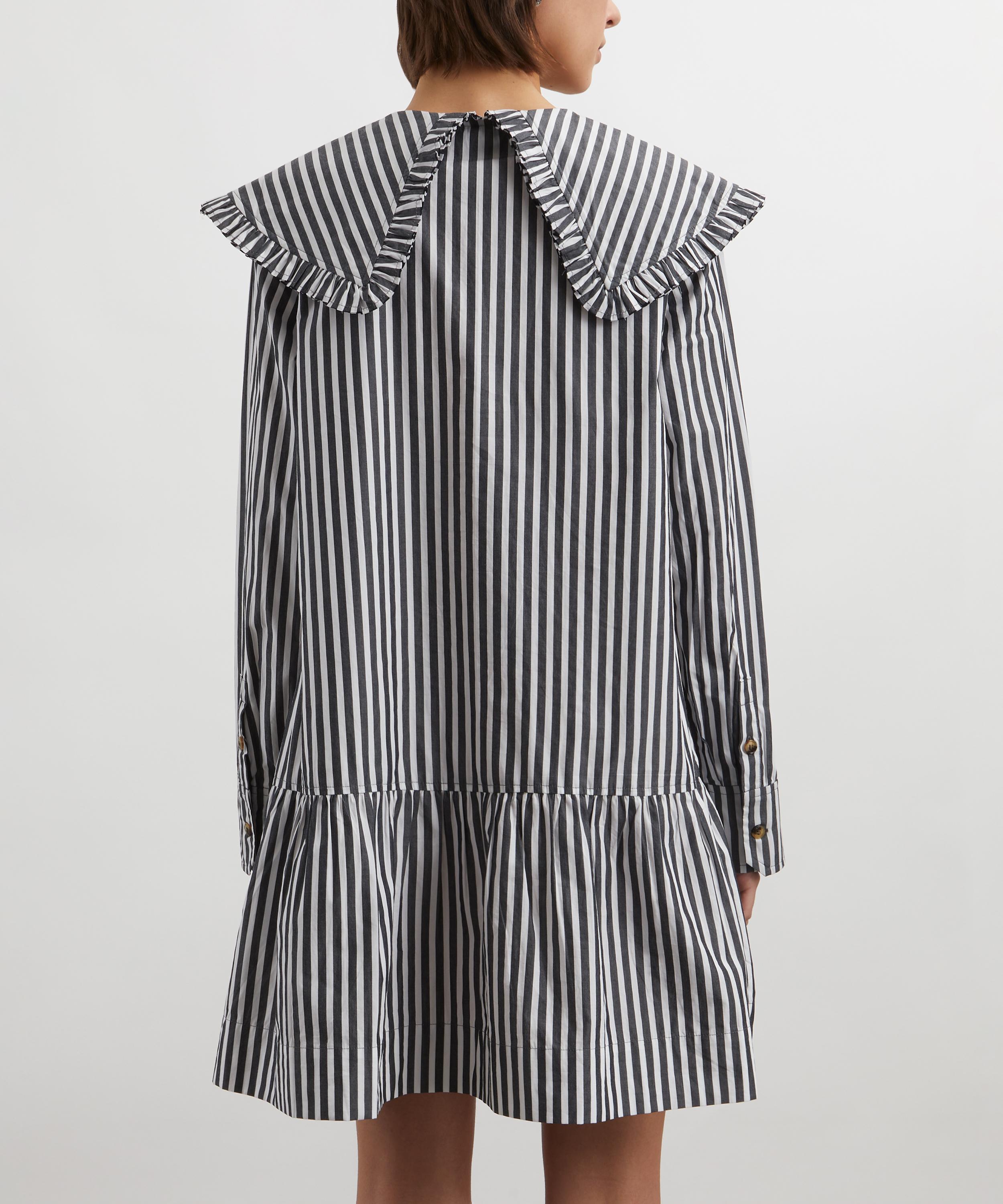 Ganni - Black and White Stripe Mini Shirt Dress image number 3