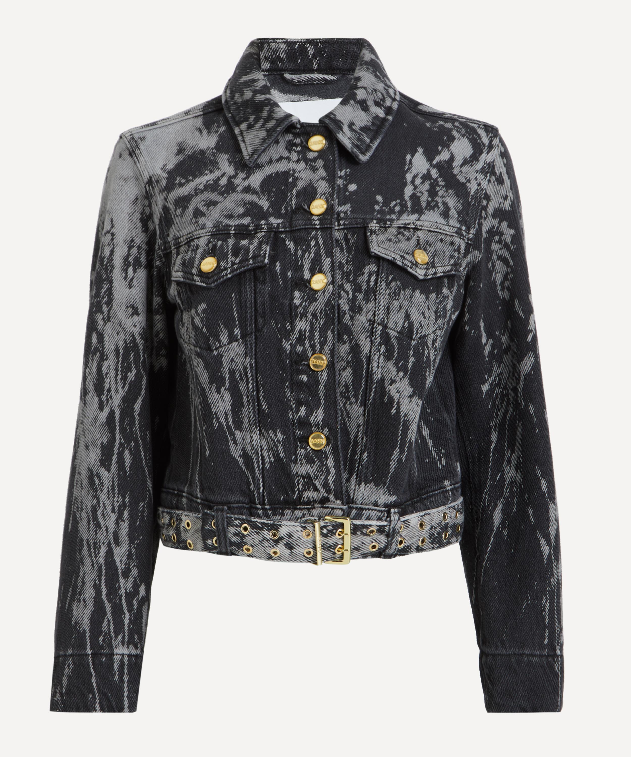 Ganni - Black Heavy Denim Belted Jacket image number 0