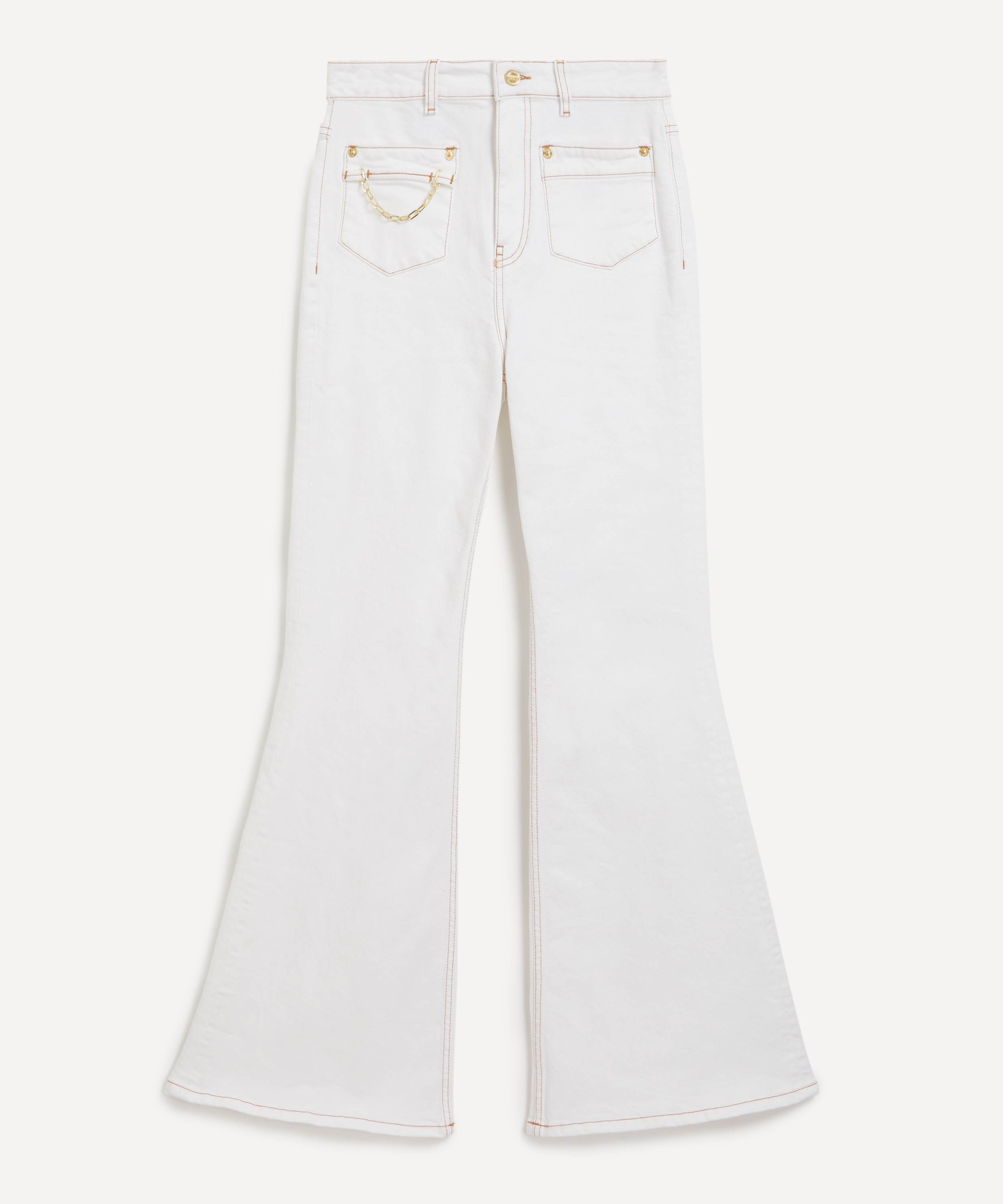 Ganni - White Denim Goddi Flared Jeans image number 0