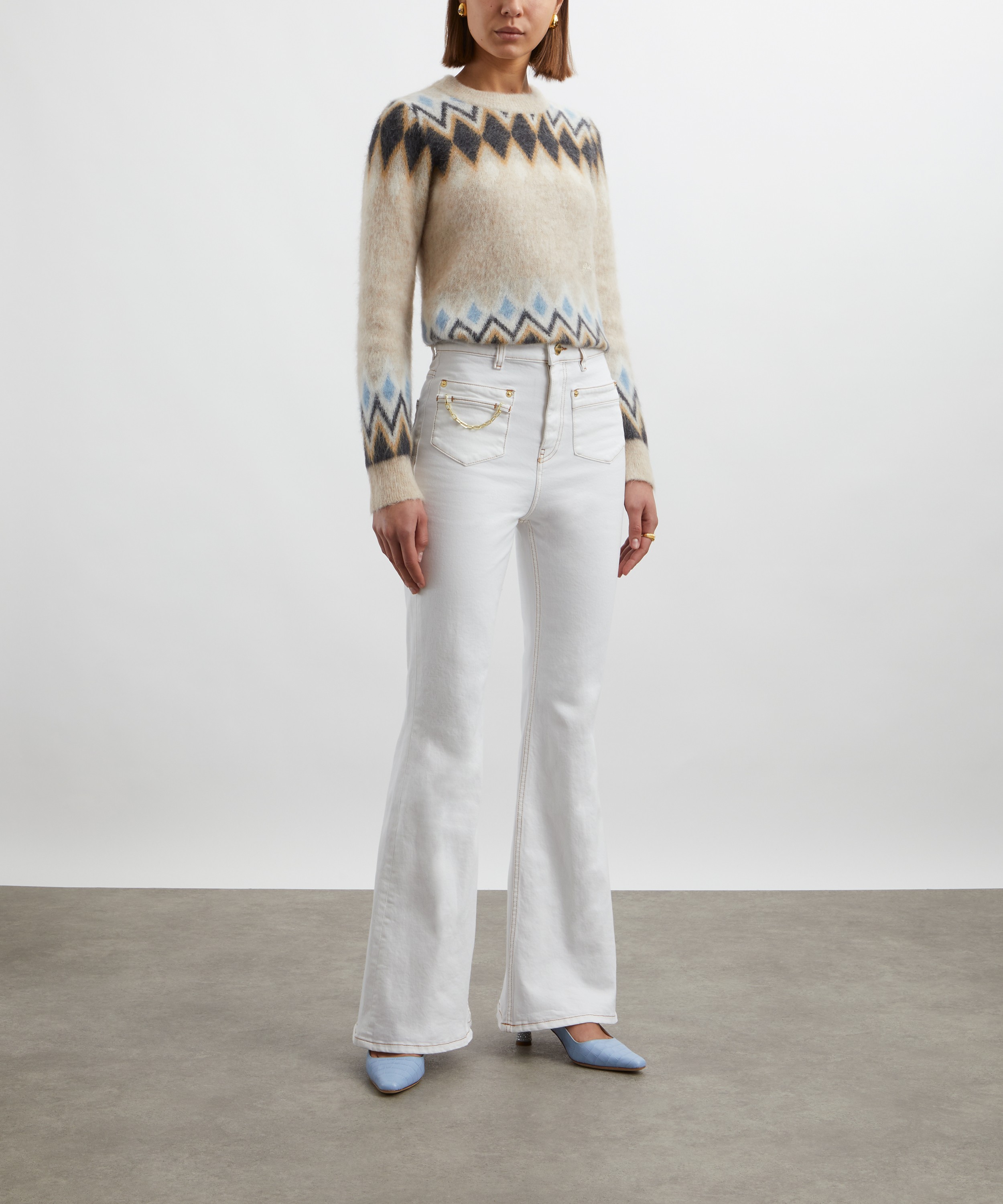 Ganni - White Denim Goddi Flared Jeans image number 1