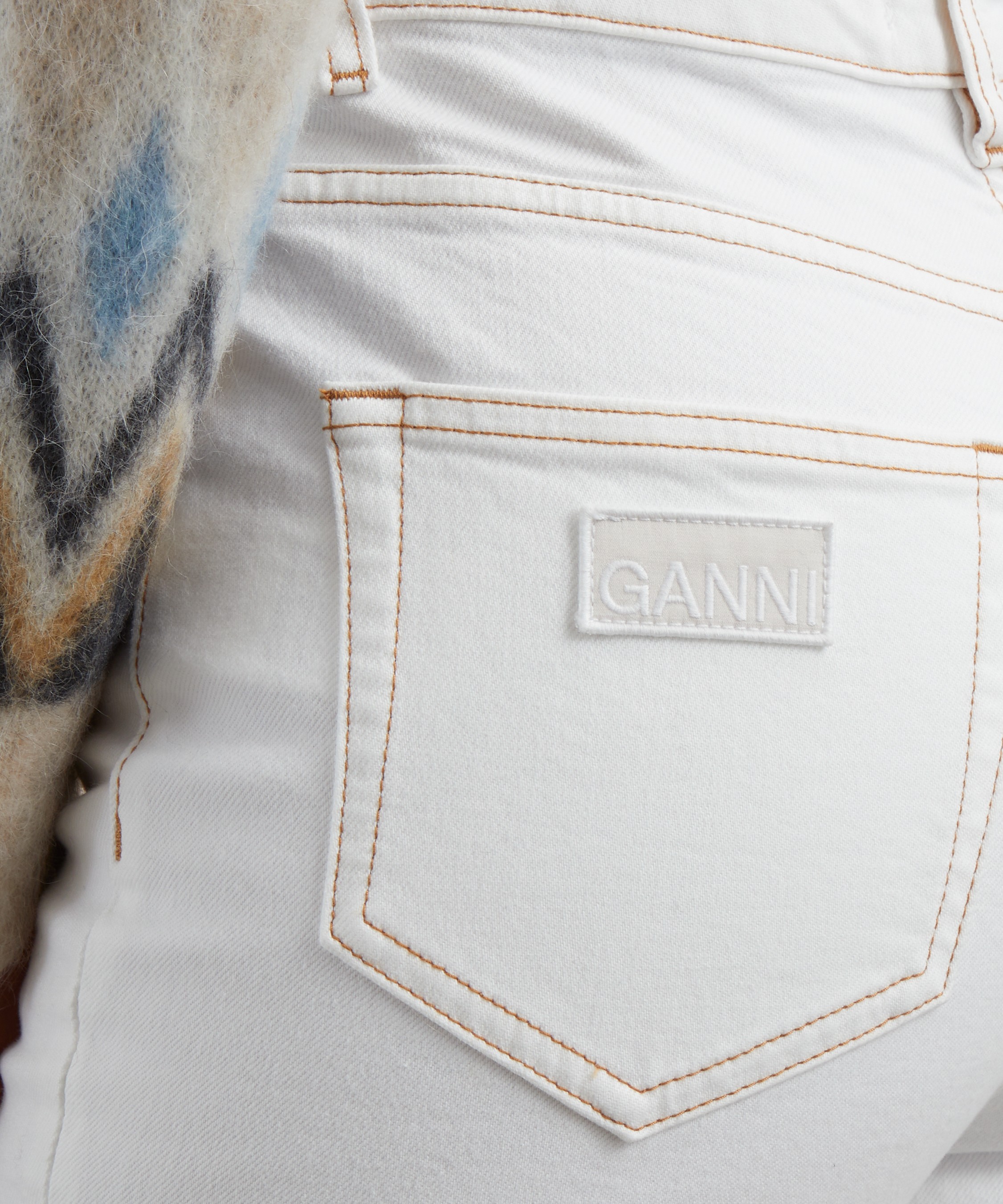 Ganni - White Denim Goddi Flared Jeans image number 4