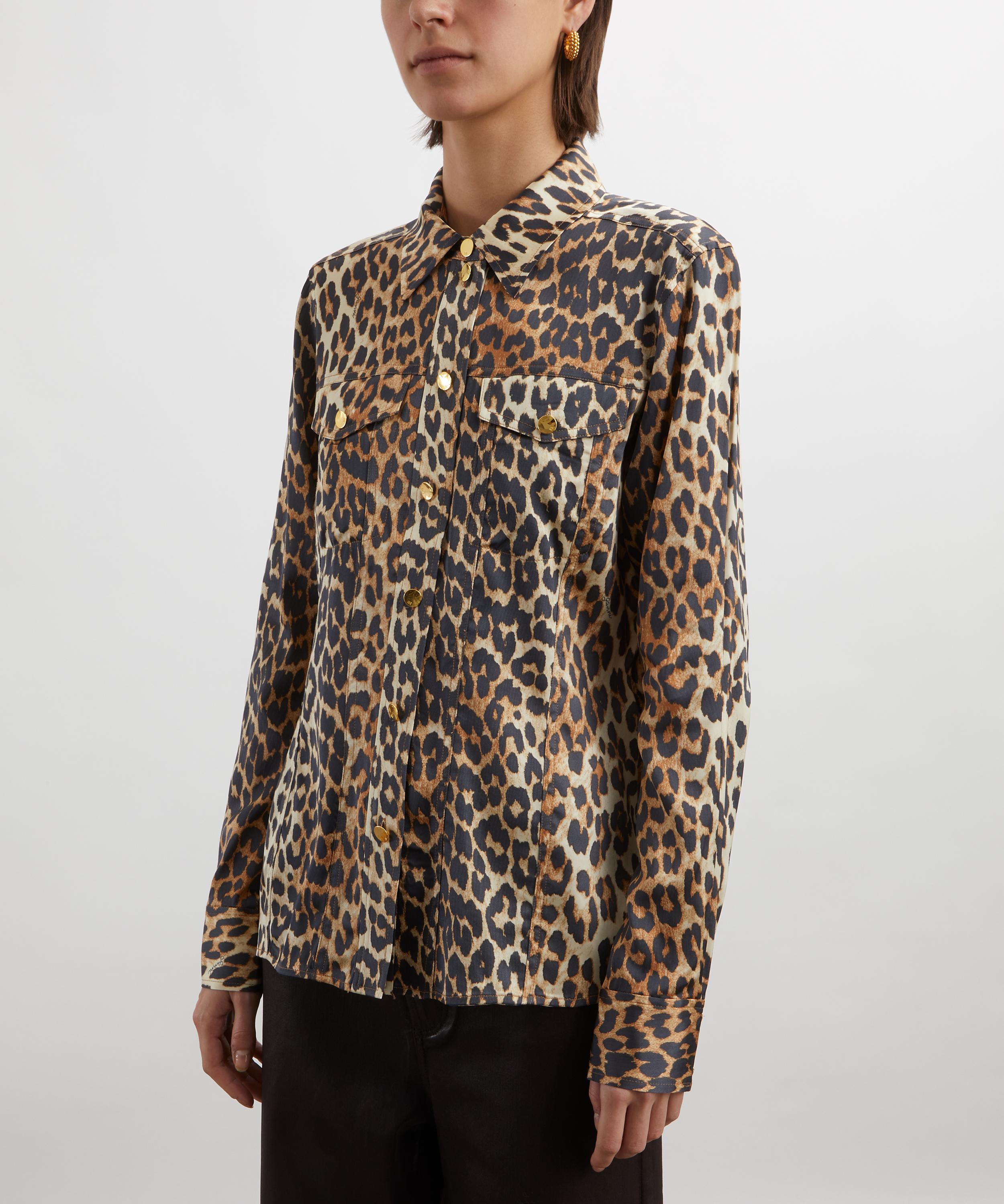 Ganni - Leopard Print Satin Shirt image number 2