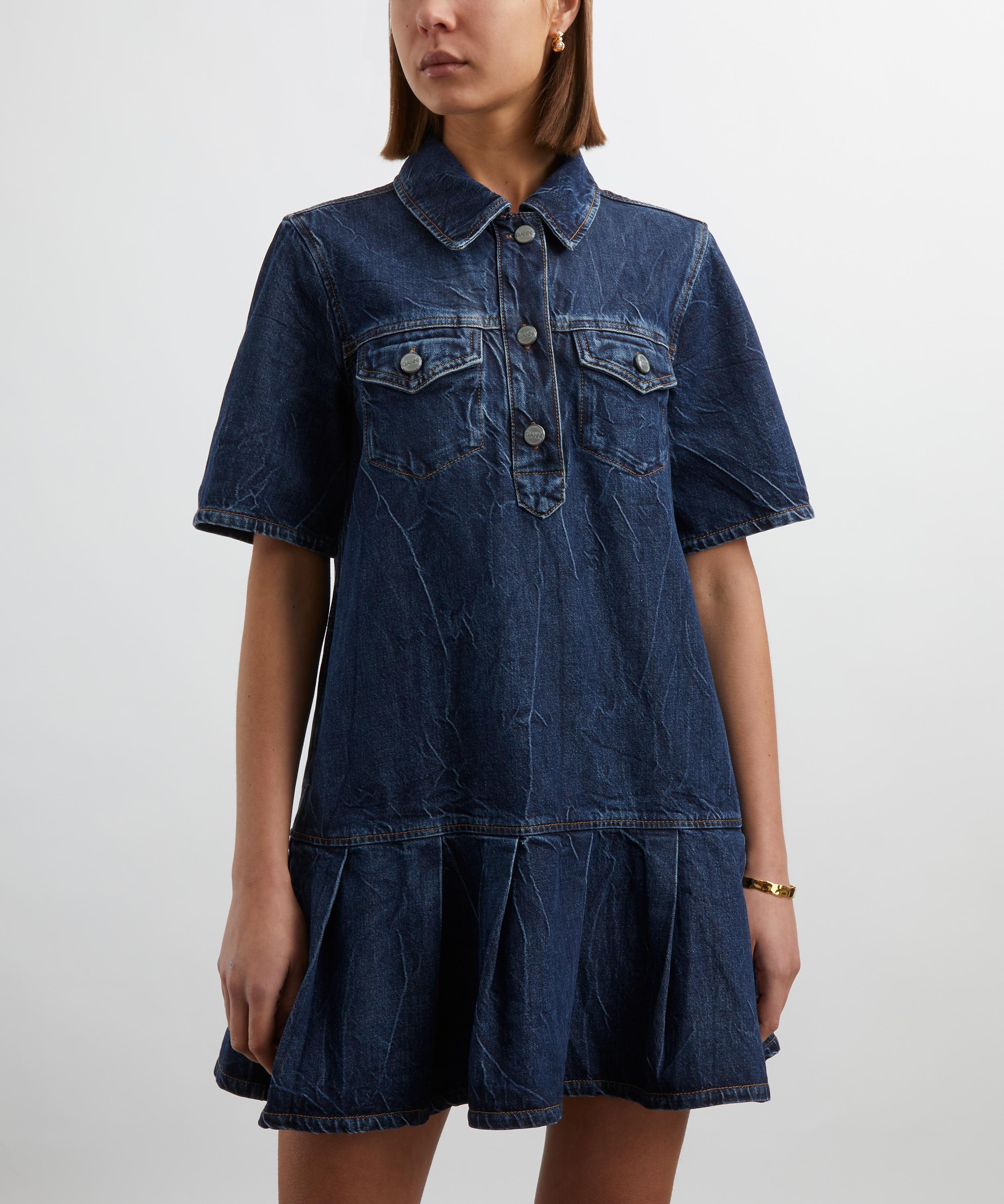 Ganni - Denim Blue Crinkled Future Mini Dress image number 2