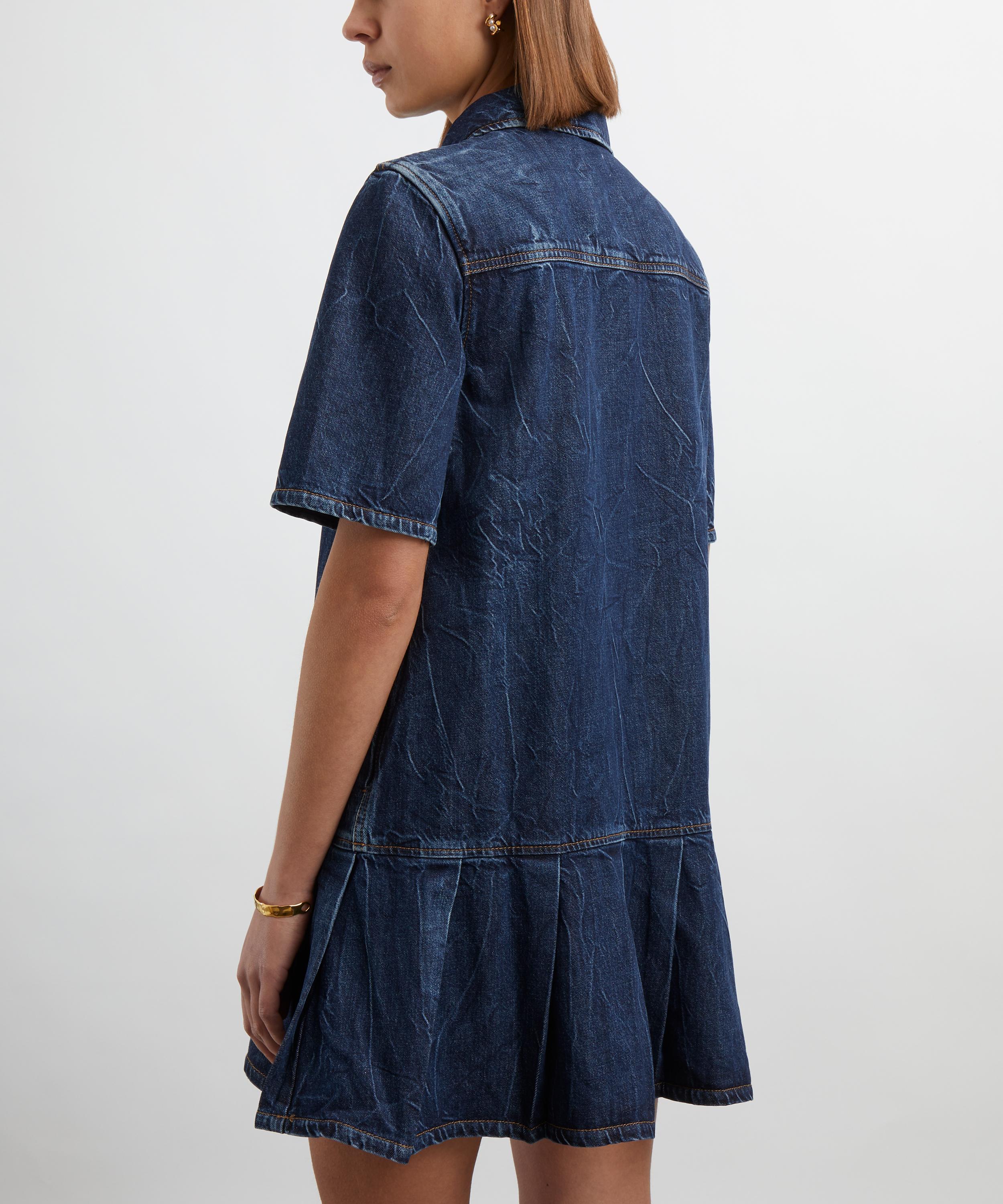 Ganni - Denim Blue Crinkled Future Mini Dress image number 3