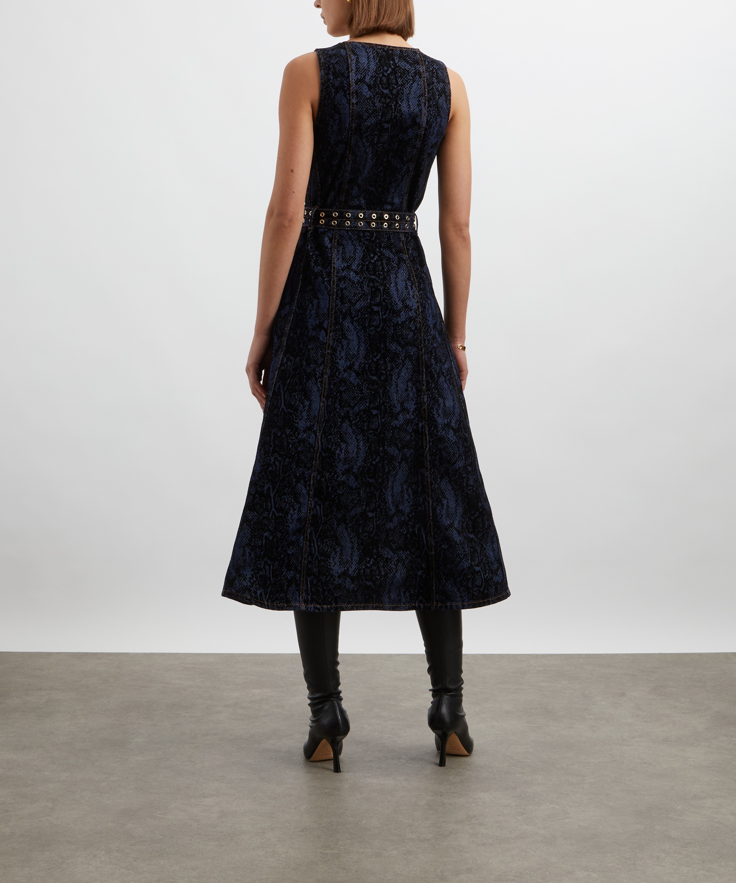 Ganni - Snake Print Denim Dress image number 3