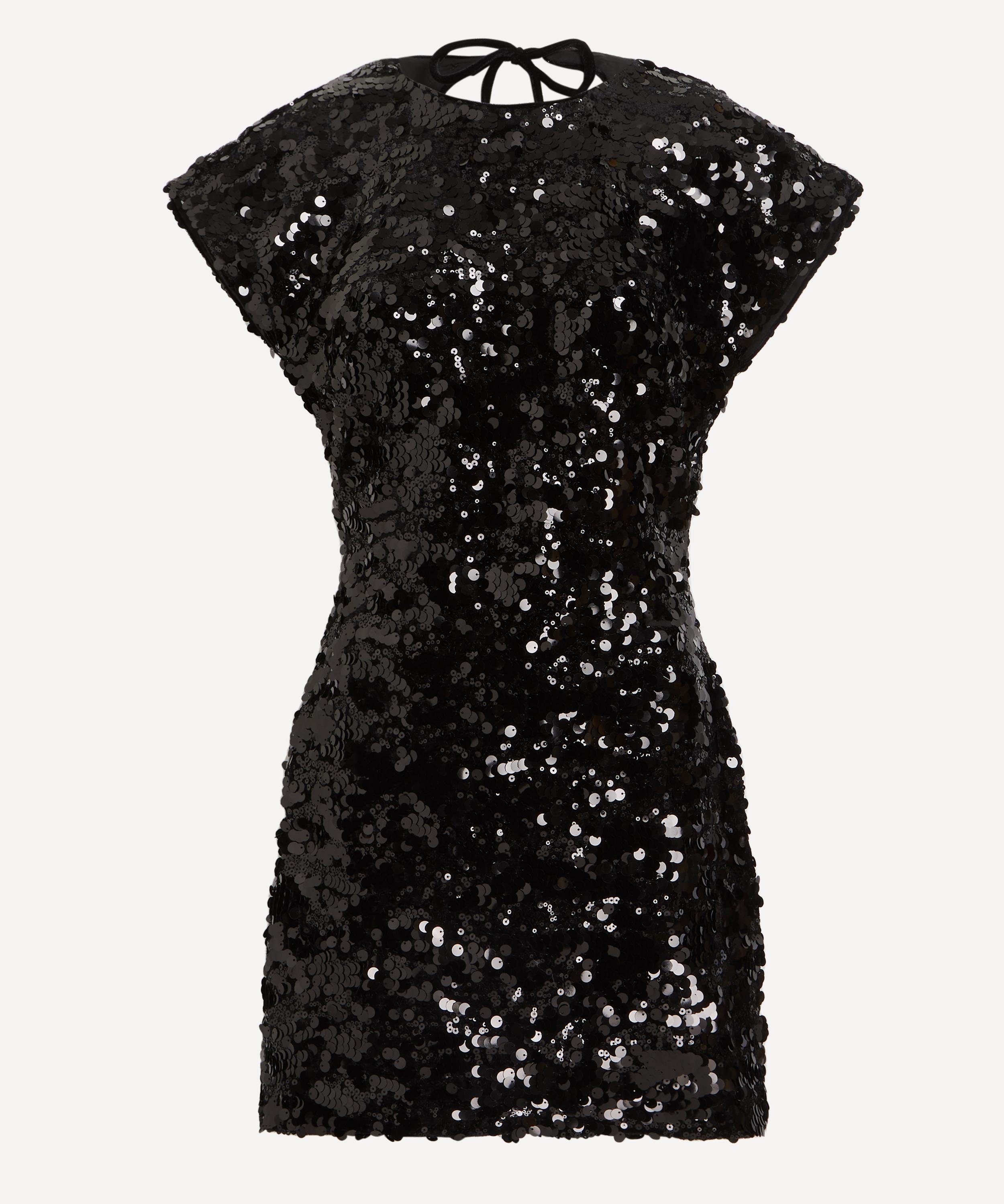 Ganni - Black Velvet Sequins Mini Dress image number 0