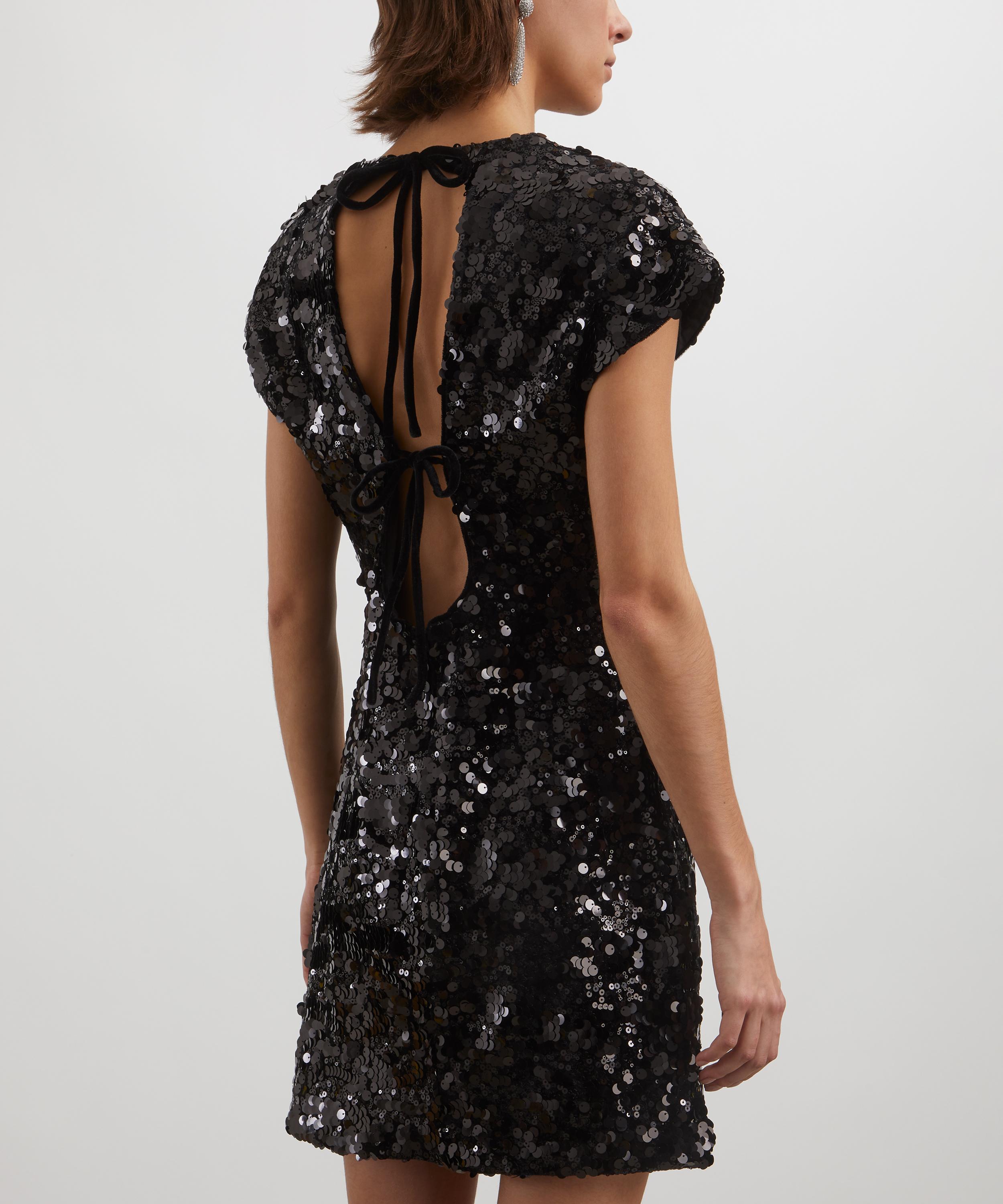 Ganni - Black Velvet Sequins Mini Dress image number 3