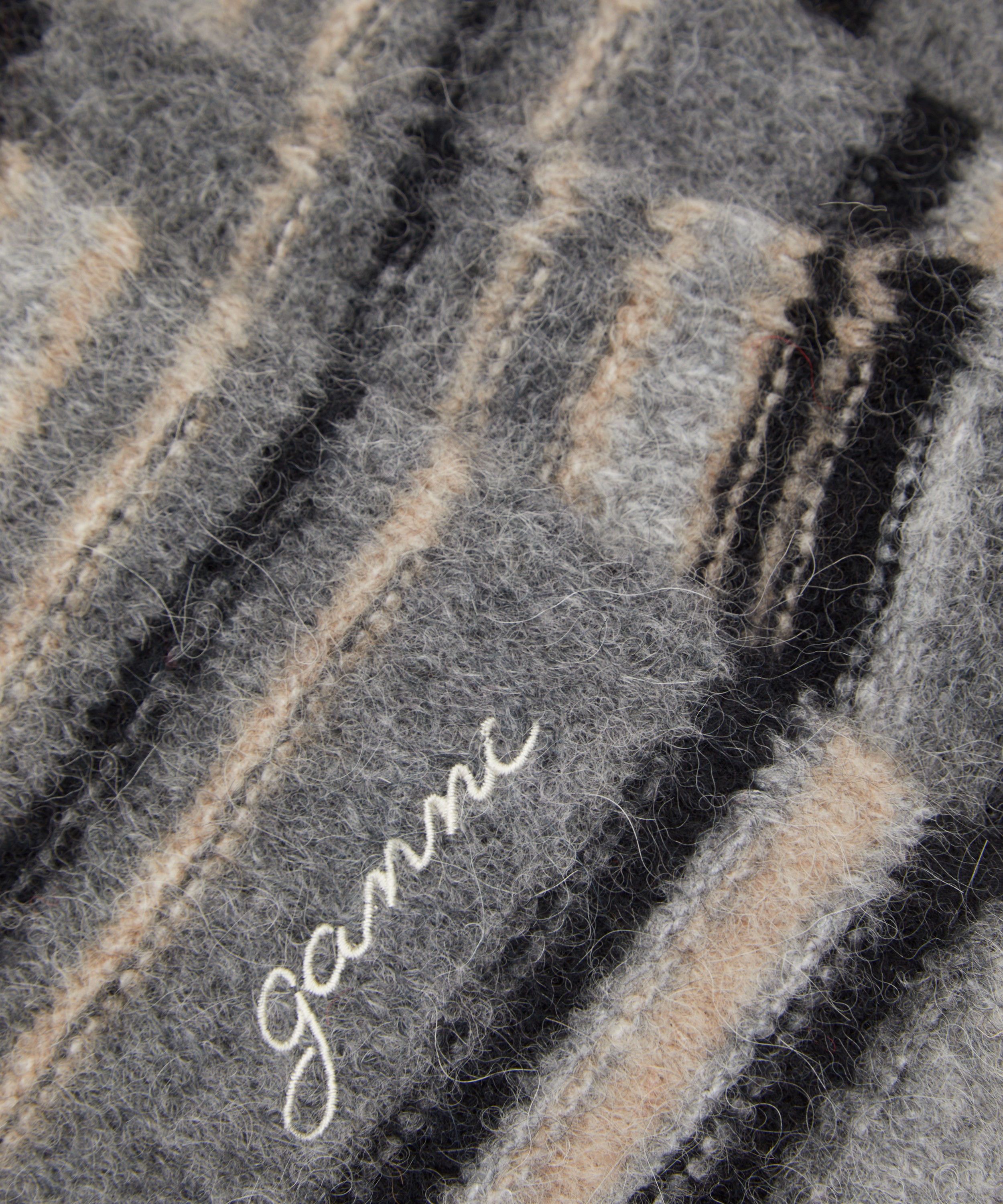 Ganni - Striped Alpaca-Blend Scarf image number 3