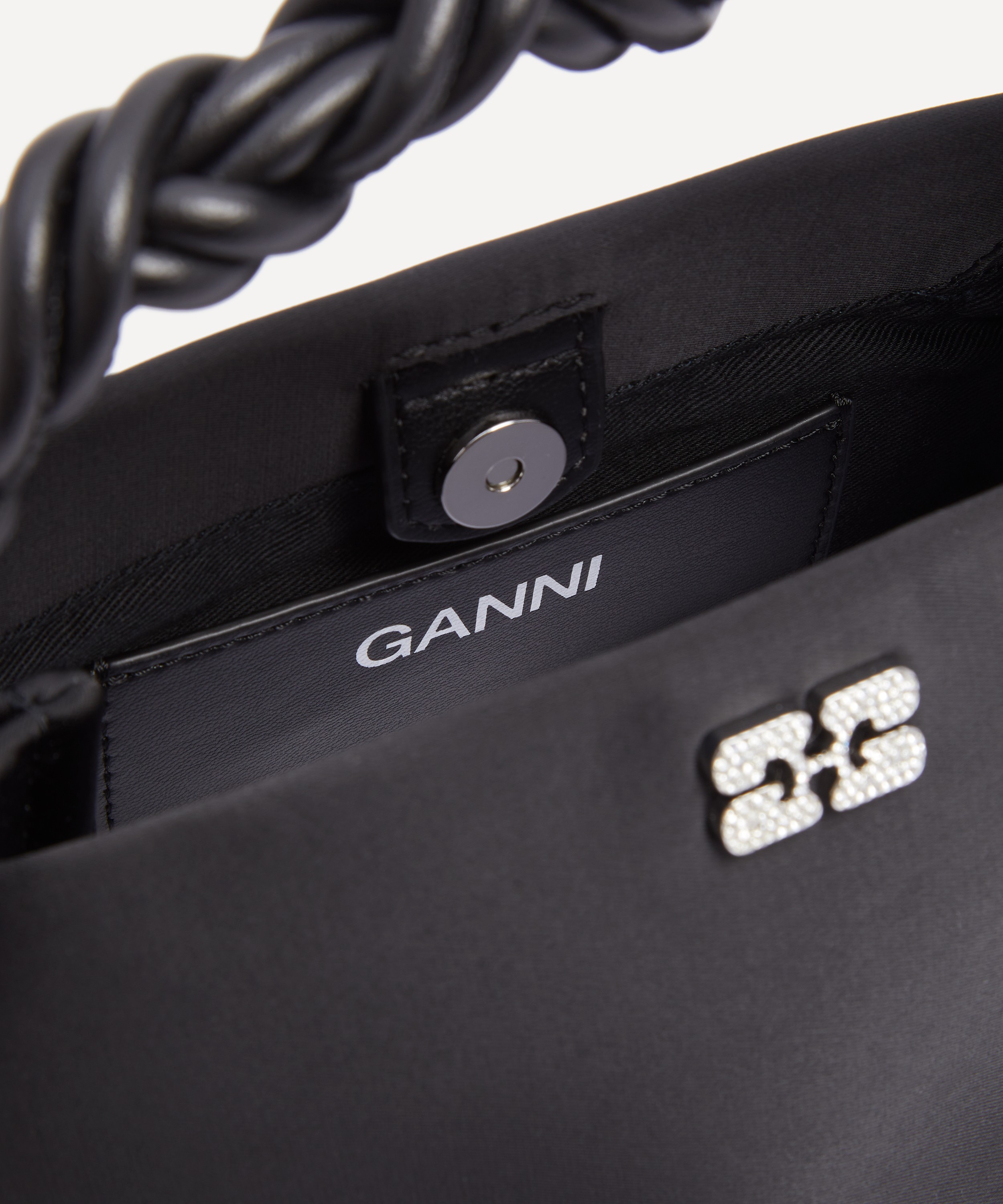 Ganni - Mini Bou Braided Handle Satin Bag image number 5