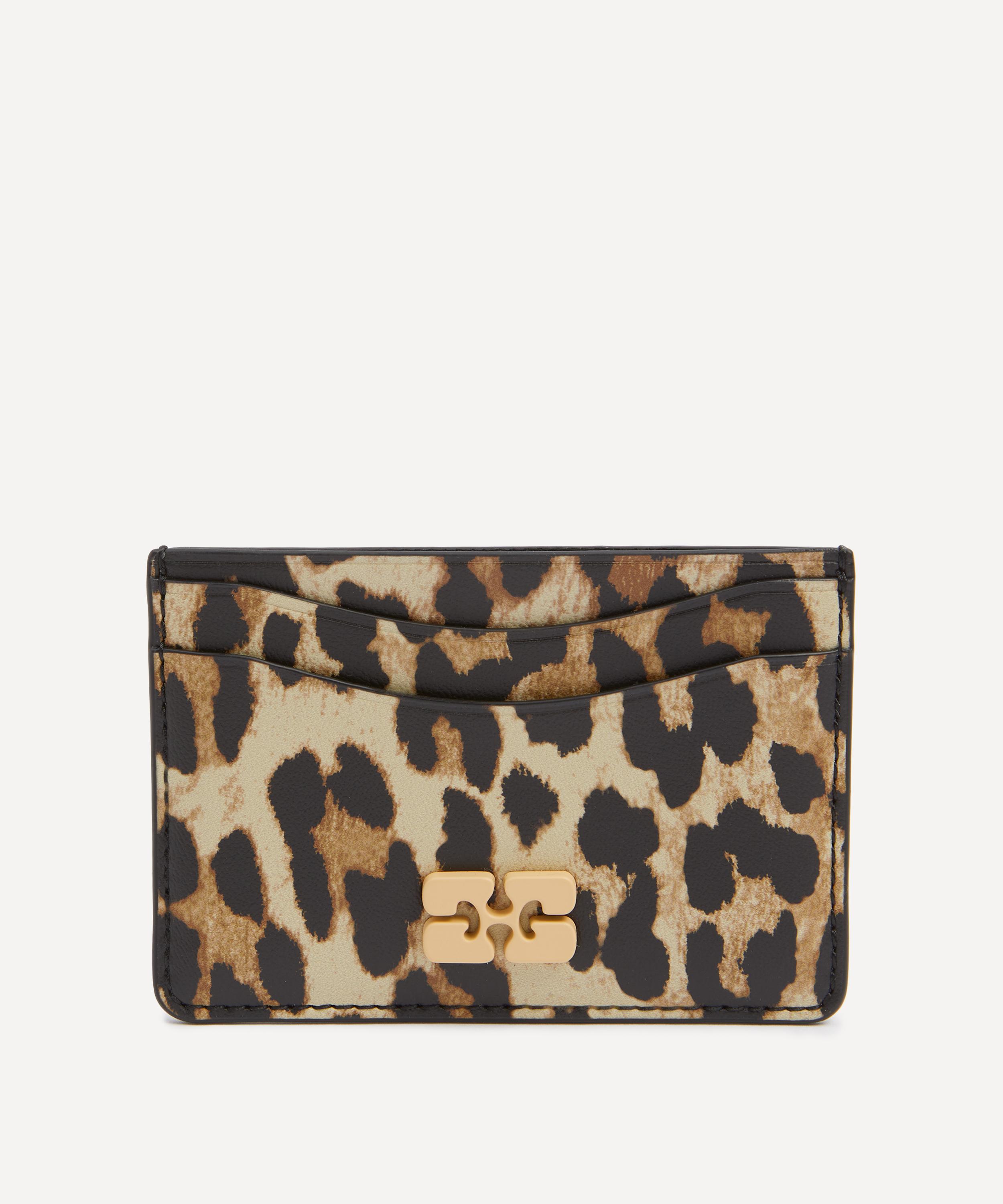 Ganni - Bou Leopard-Print Leather Cardholder image number 0