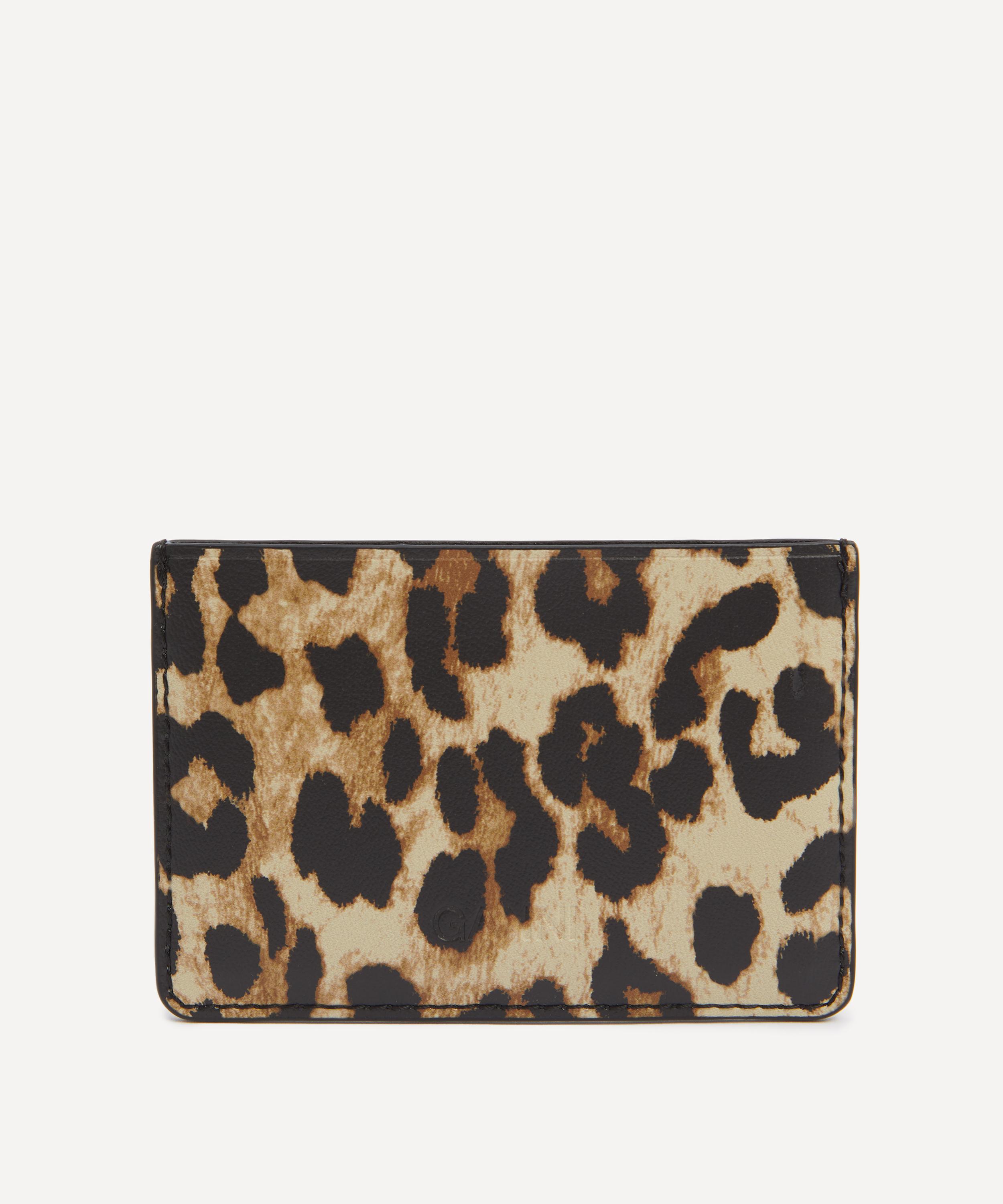 Ganni - Bou Leopard-Print Leather Cardholder image number 1