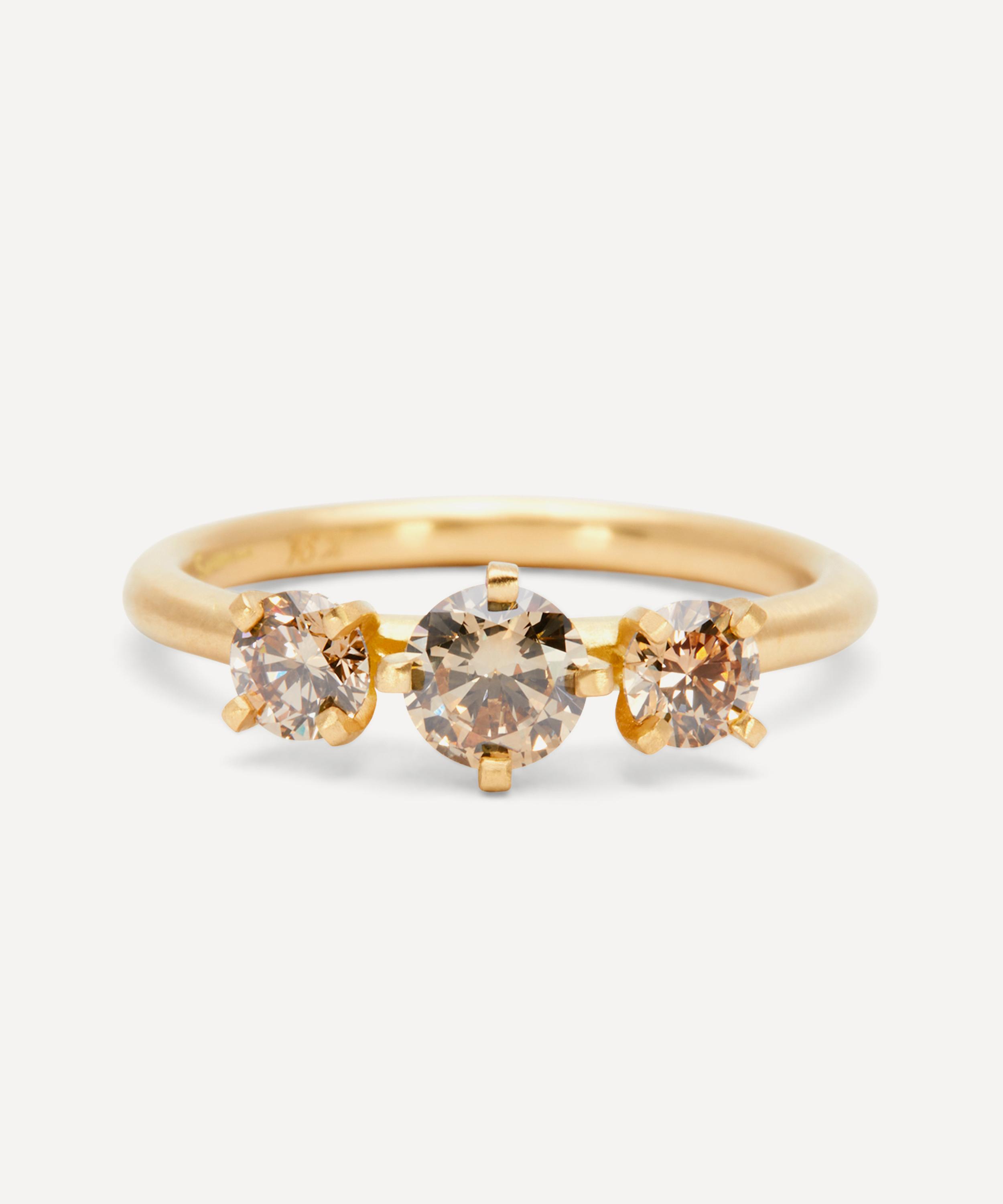 Satomi Kawakita - 18ct Gold Queen Brown Diamond Trinity Ring image number 0