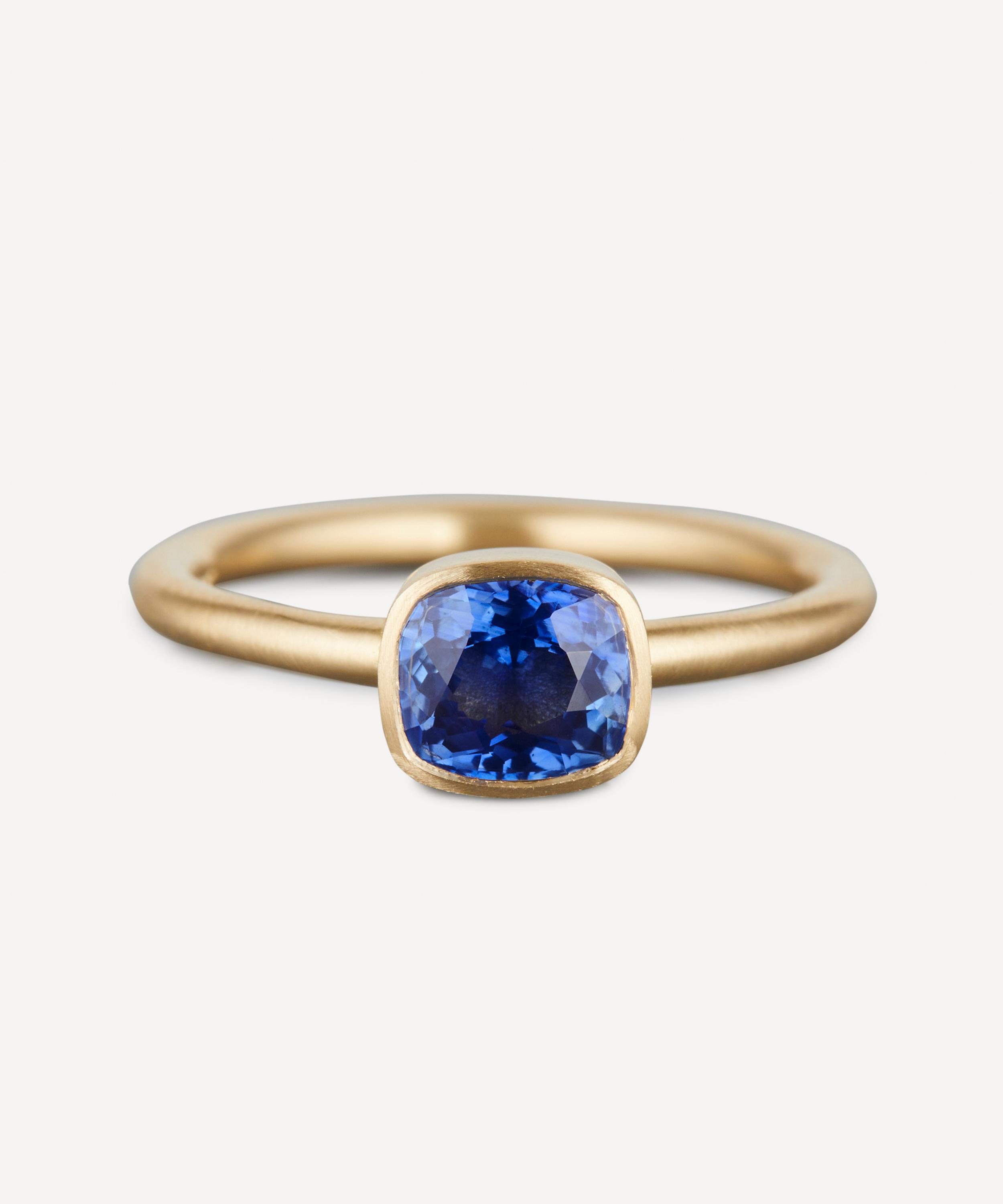 Satomi Kawakita - 18ct Gold Cushion Cut Blue Sapphire Ring image number 0