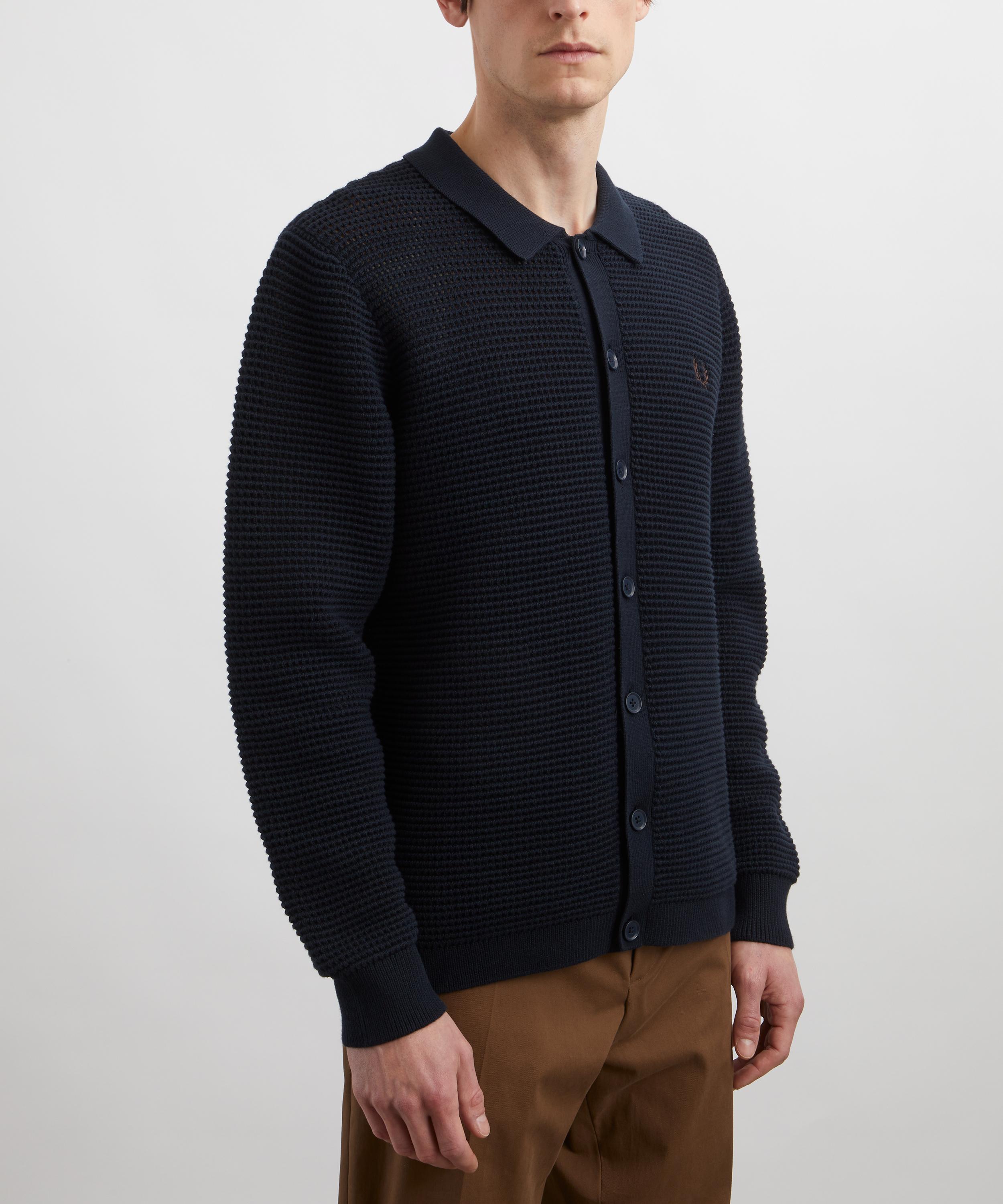 Fred Perry - Logo-Embroidered Pointelle-Knit Cardigan image number 2