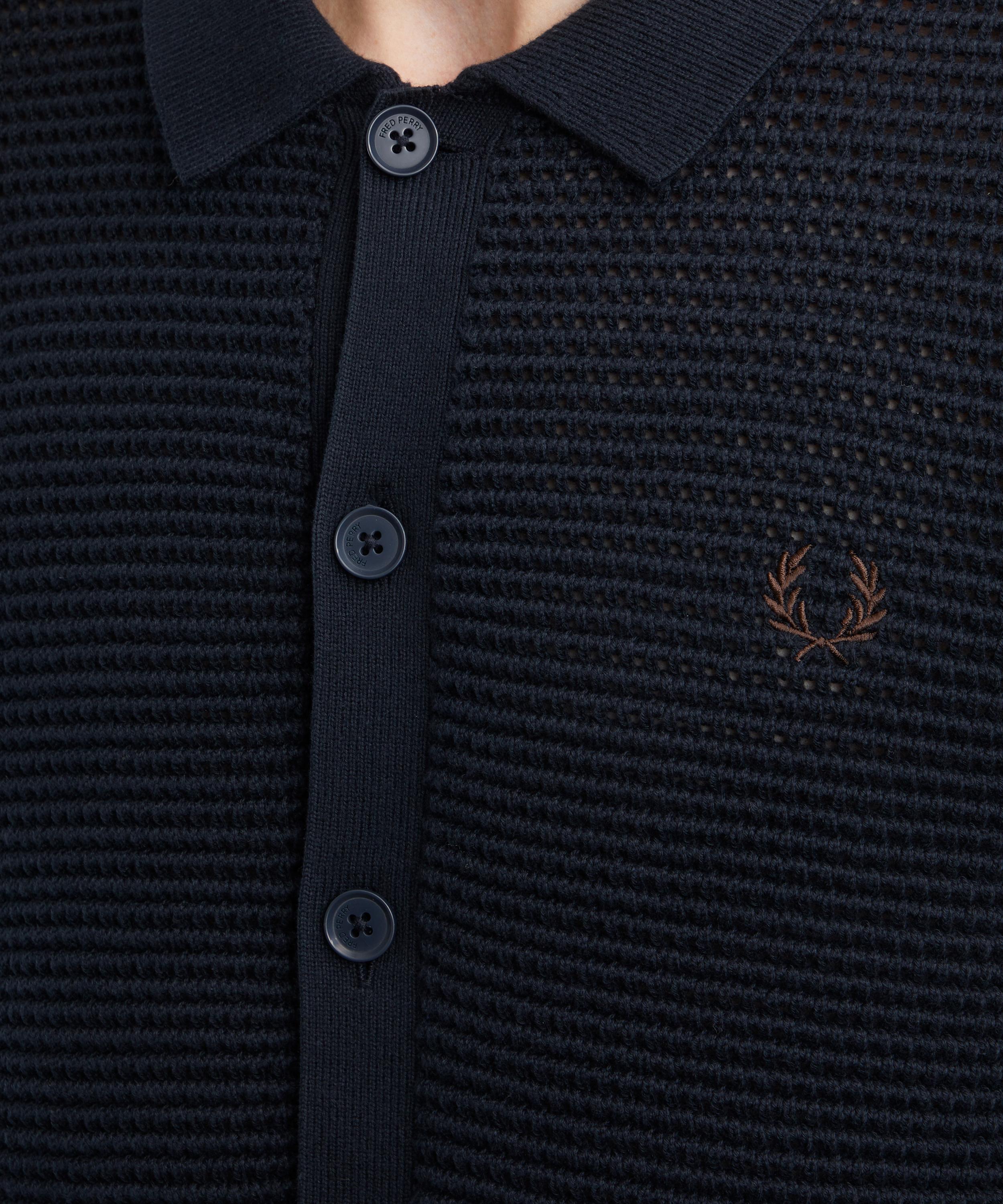 Fred Perry - Logo-Embroidered Pointelle-Knit Cardigan image number 4