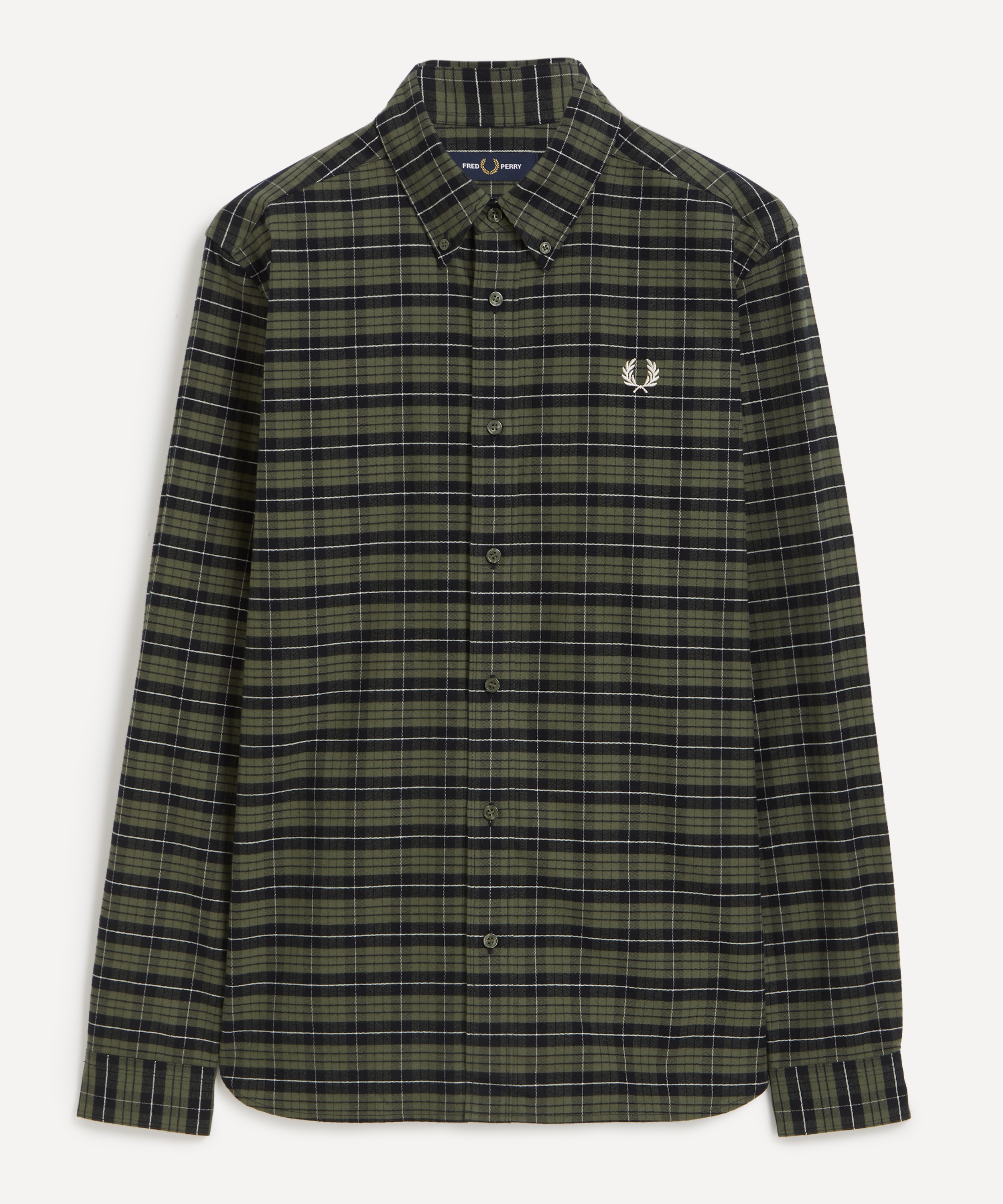 Fred Perry - Logo Embroidered Tartan Cotton Oxford Shirt image number 0