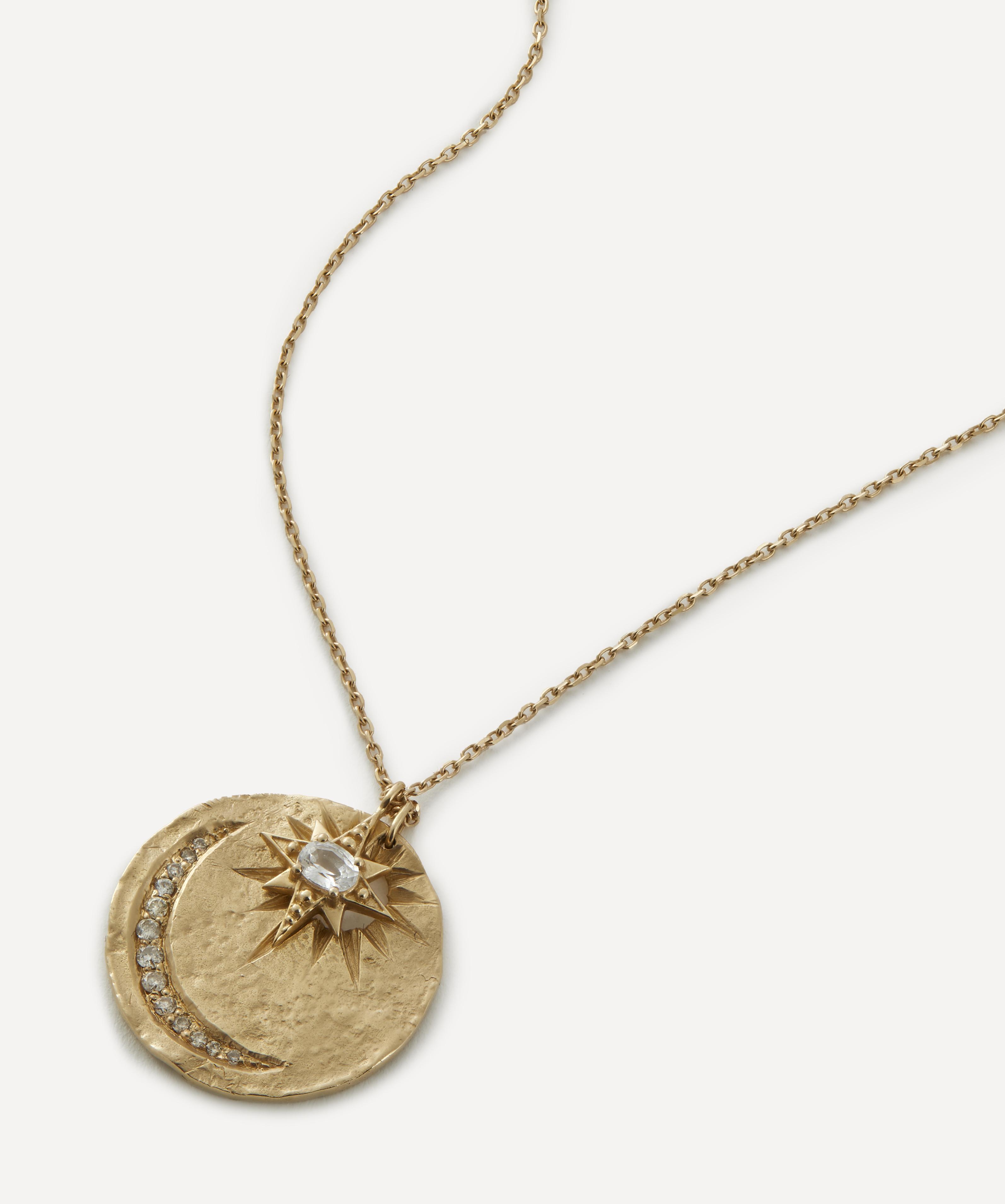 Celine Daoust - 14ct Gold Sun and Moon Medal Star Pendant Necklace image number 0