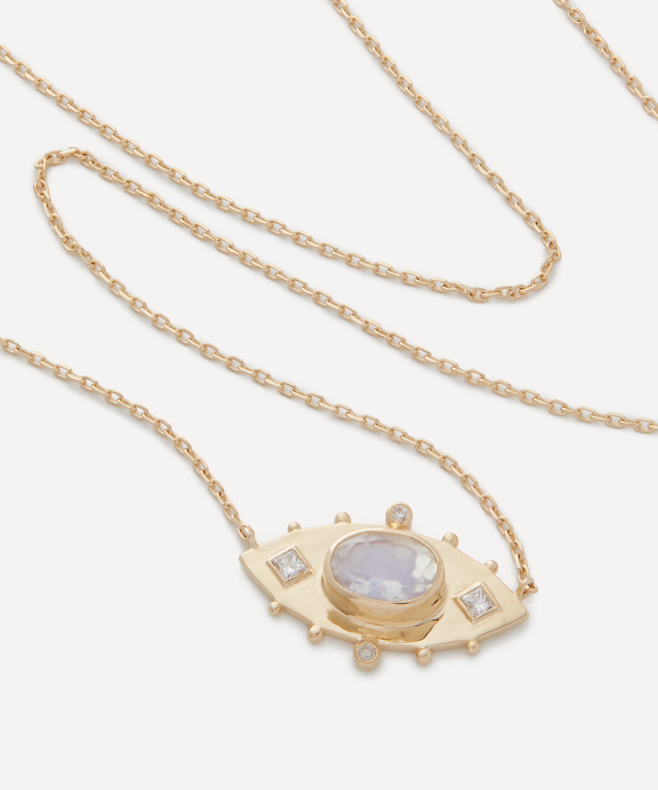 Celine Daoust - 14ct Gold Moonstone Eye and Diamonds Pendant Necklace image number 1