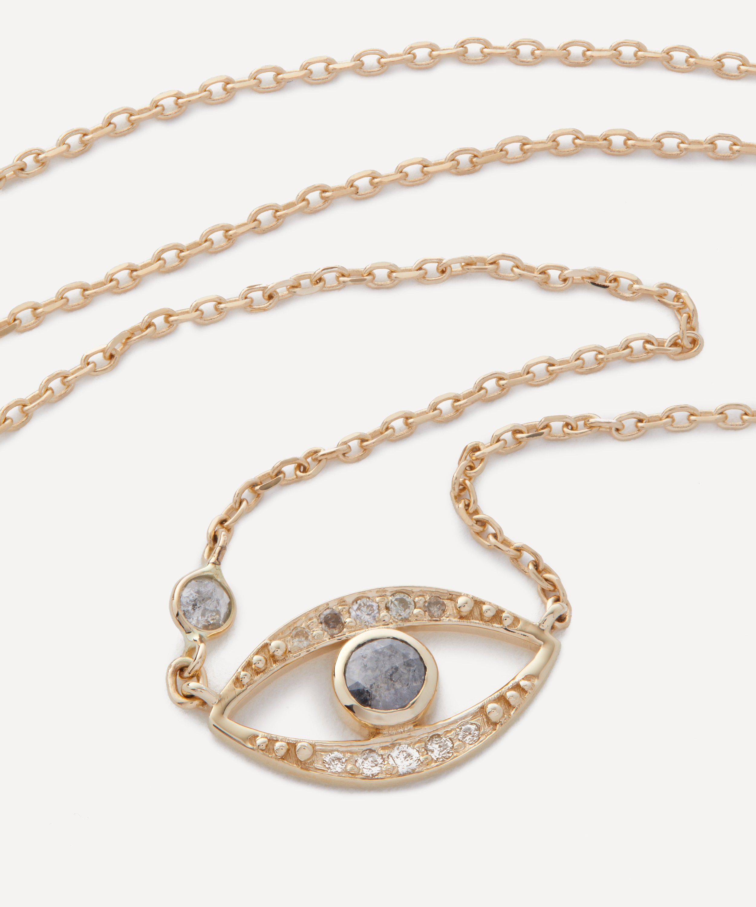 Celine Daoust - 14ct Gold Grey Diamond Eye and Diamond Pendant Necklace image number 1