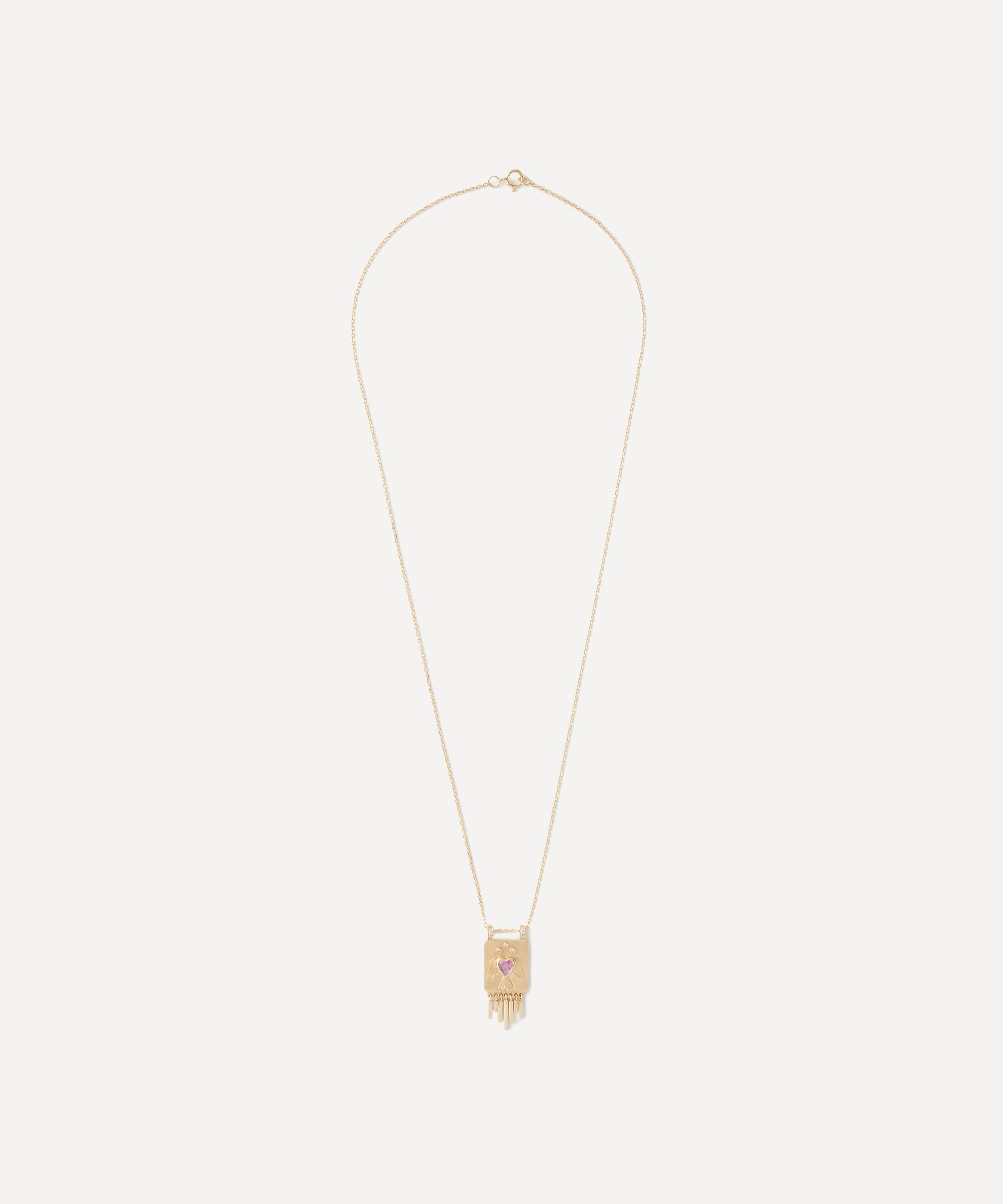 Celine Daoust - 14ct Gold Heart Tourmaline Plate Pendant Necklace image number 