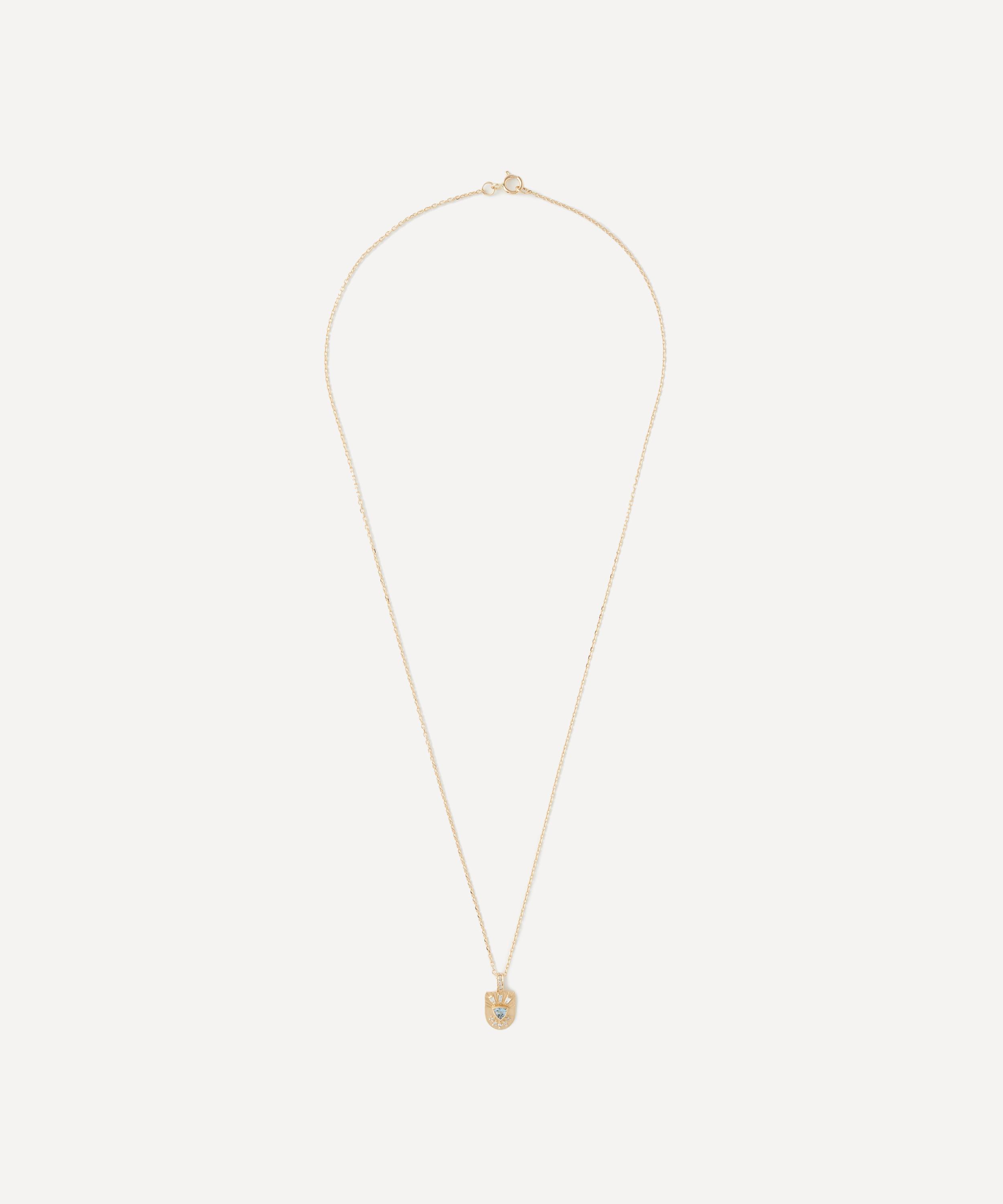 Celine Daoust - 14ct Gold Trillian Aquamarine and Diamonds Totem Pendant Necklace image number 