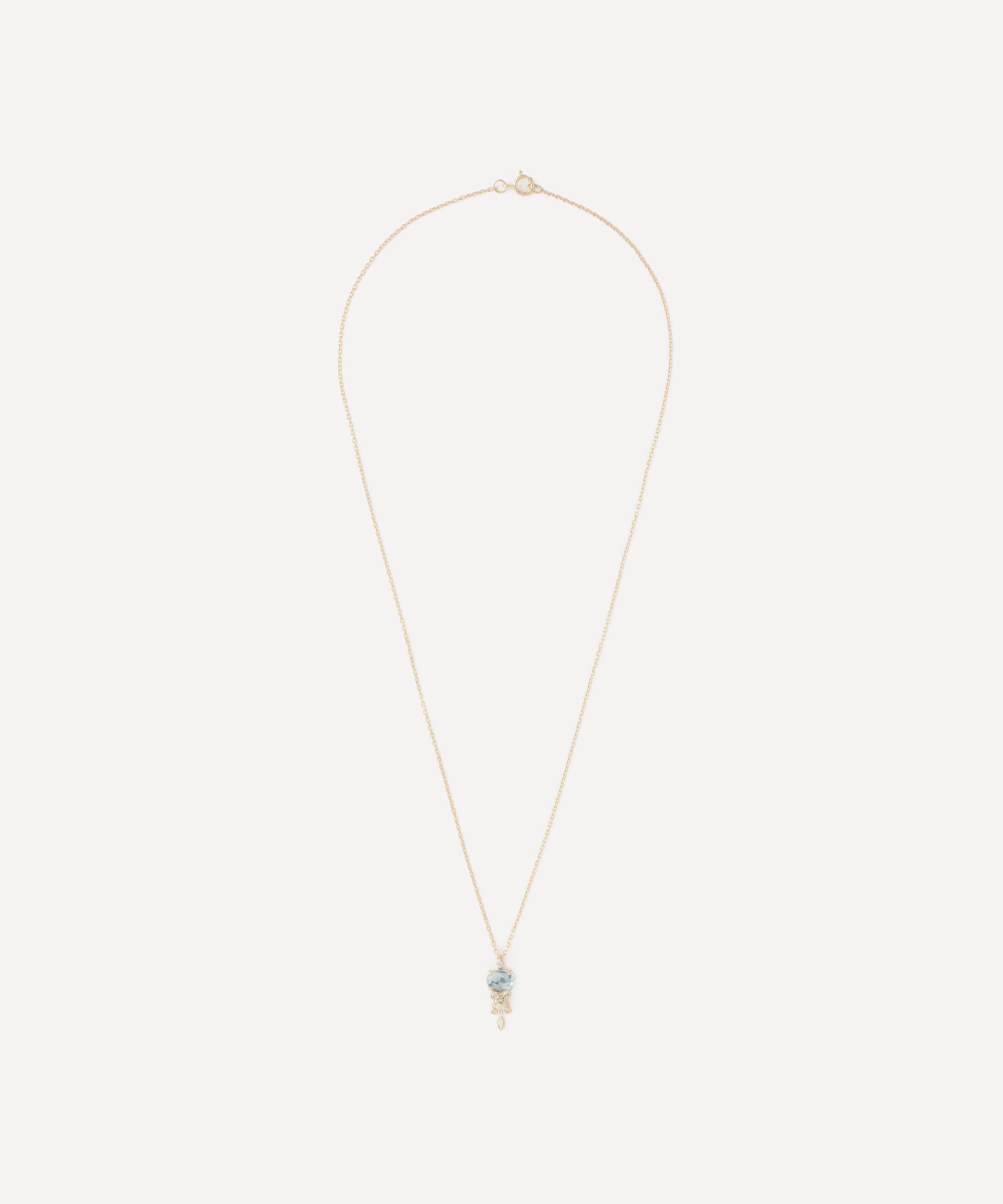 Celine Daoust - 14ct Gold Aquamarine and Dangling Diamonds Jellyfish Pendant Necklace image number 0