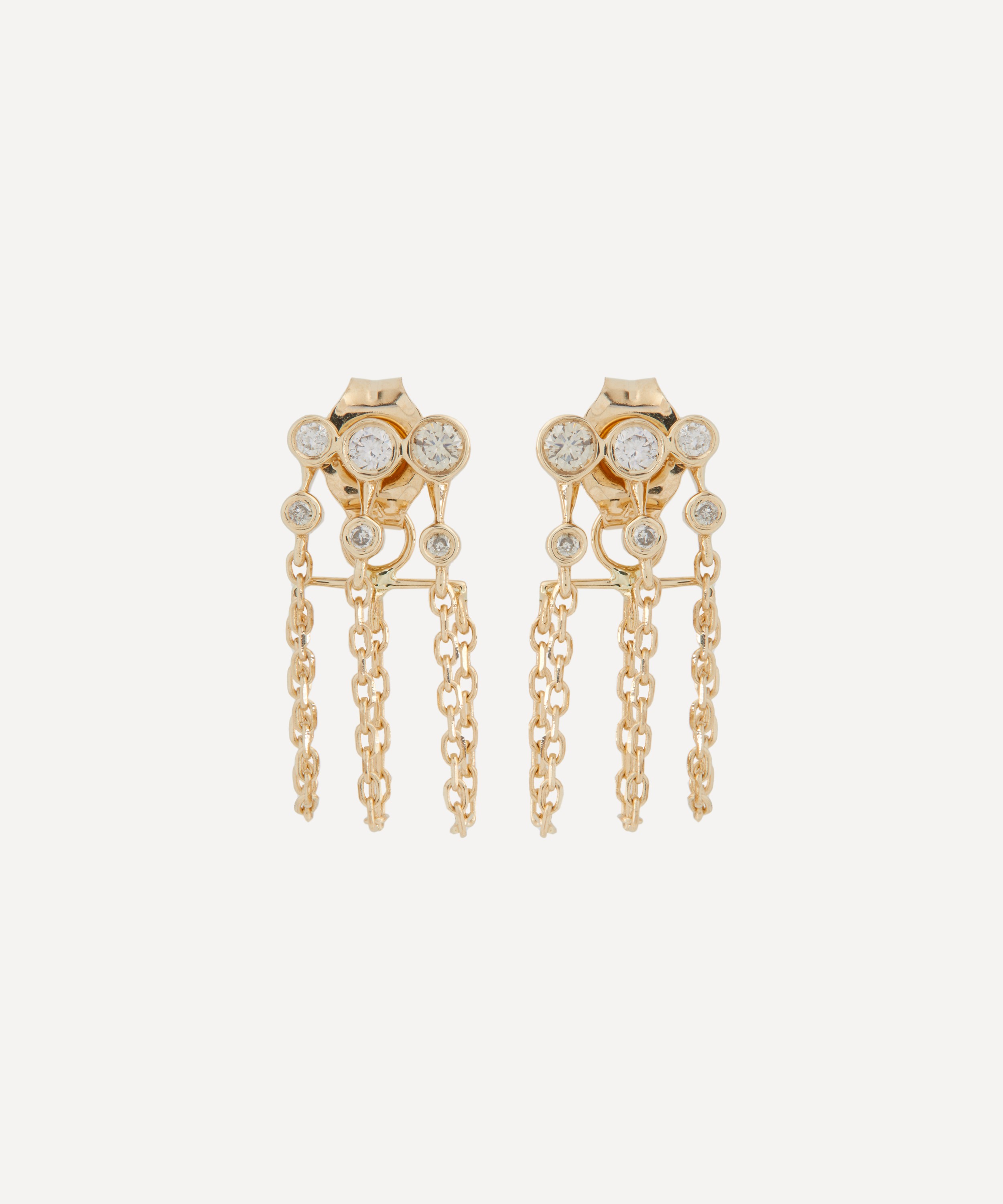 Celine Daoust - 14ct Gold Diamond Triple Constellations Chain Drop Earrings image number 0