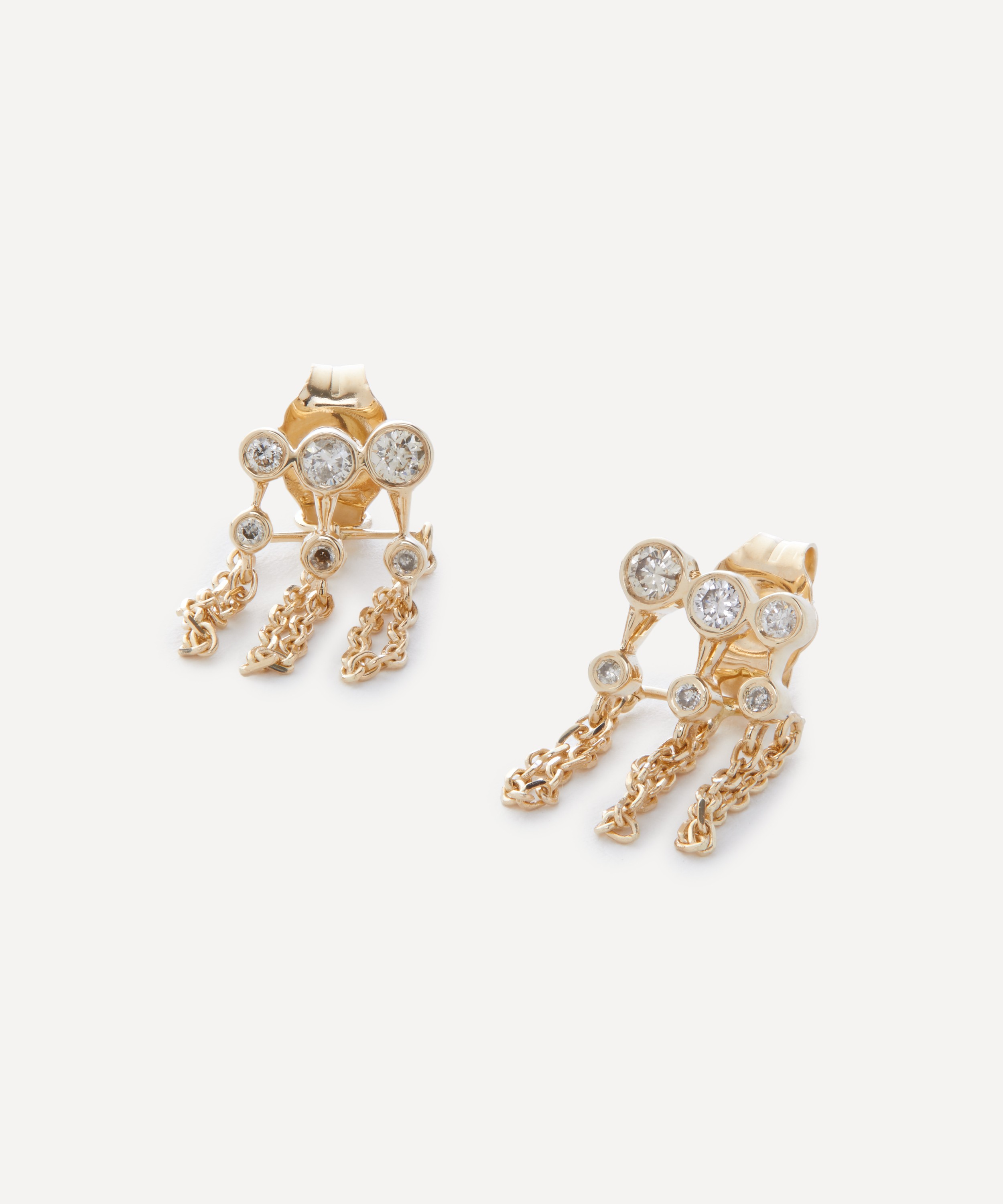 Celine Daoust - 14ct Gold Diamond Triple Constellations Chain Drop Earrings image number 1