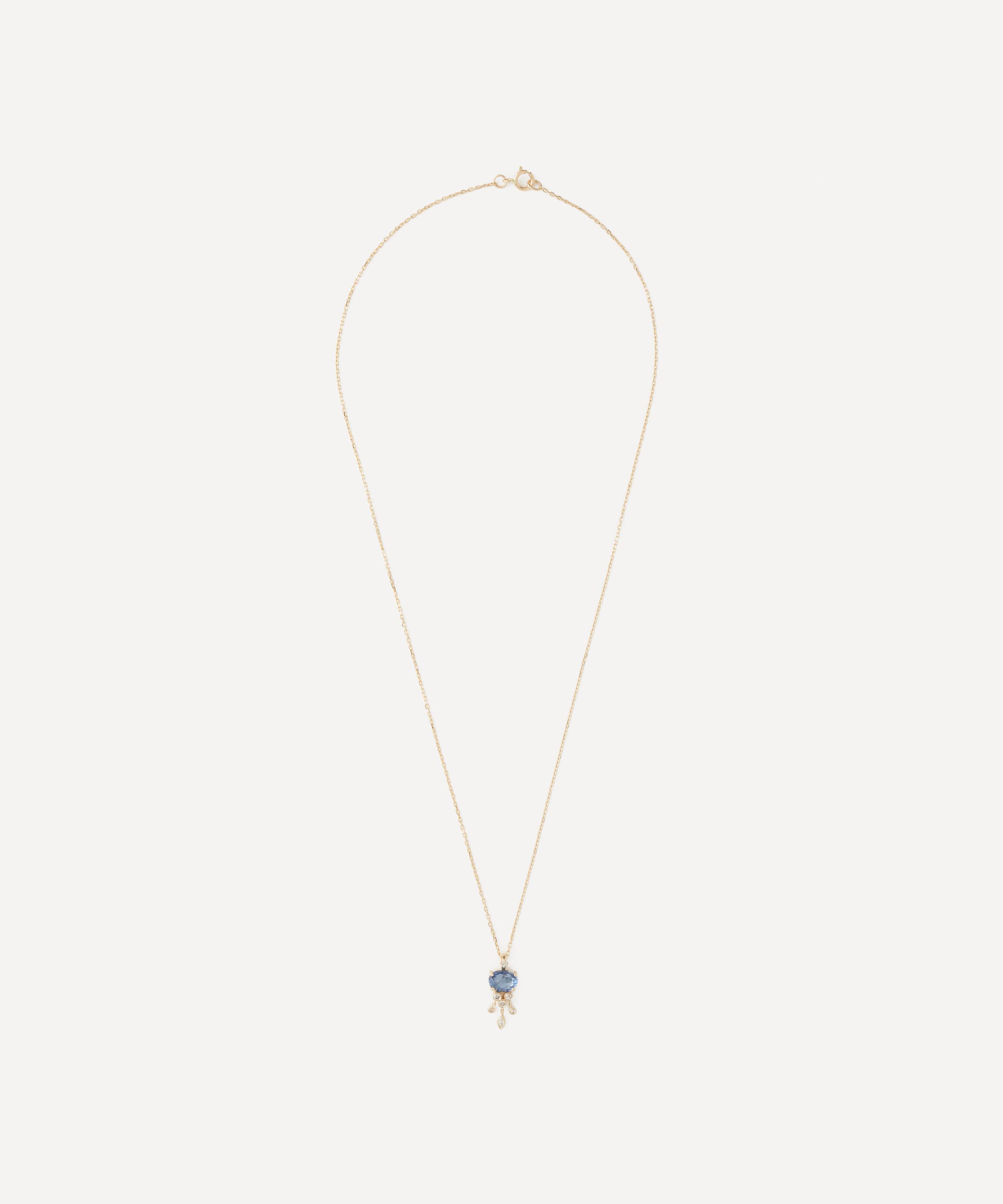 Celine Daoust - 14ct Gold Sapphire and Dangling Diamonds Jellyfish Pendant Necklace image number 0