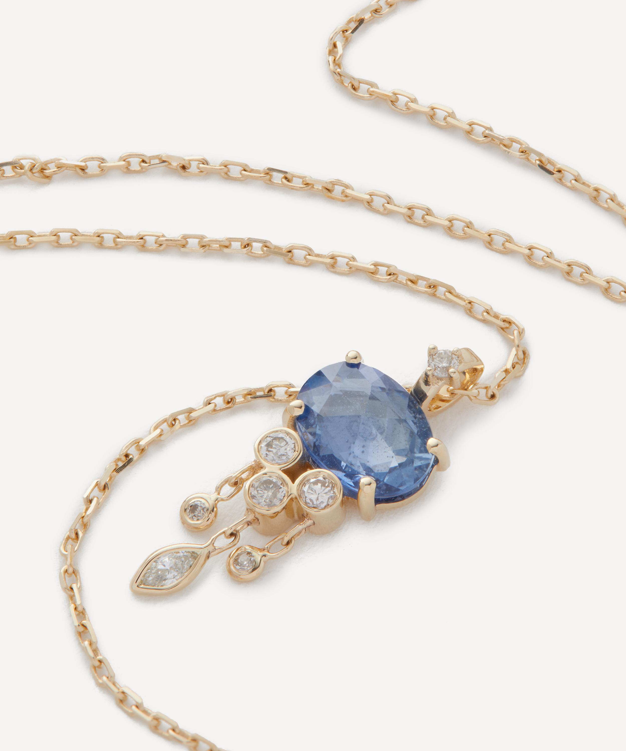 Celine Daoust - 14ct Gold Sapphire and Dangling Diamonds Jellyfish Pendant Necklace image number 1