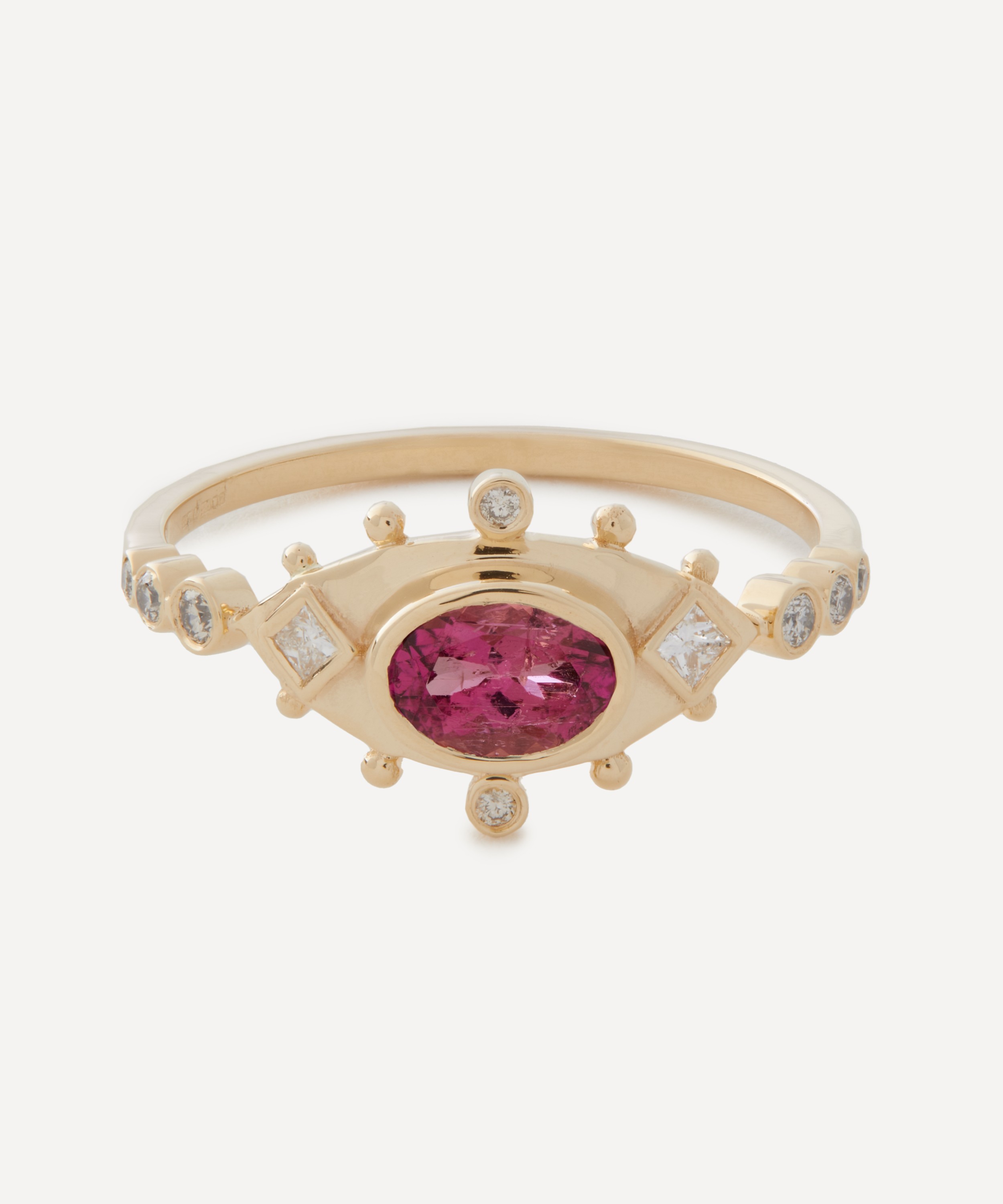 Celine Daoust - 14ct Gold Pink Tourmaline and Diamonds Eye Ring image number 0