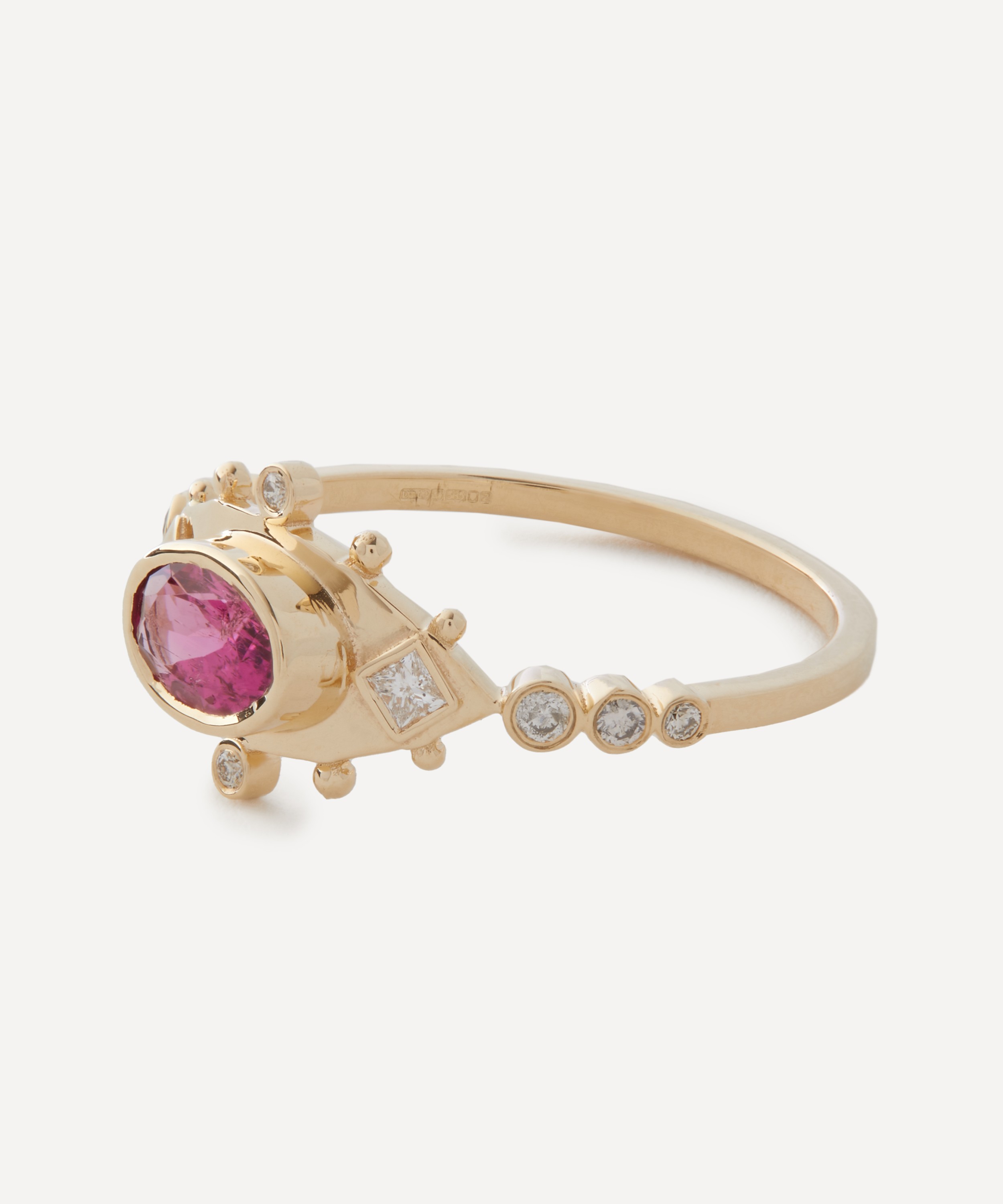 Celine Daoust - 14ct Gold Pink Tourmaline and Diamonds Eye Ring image number 1